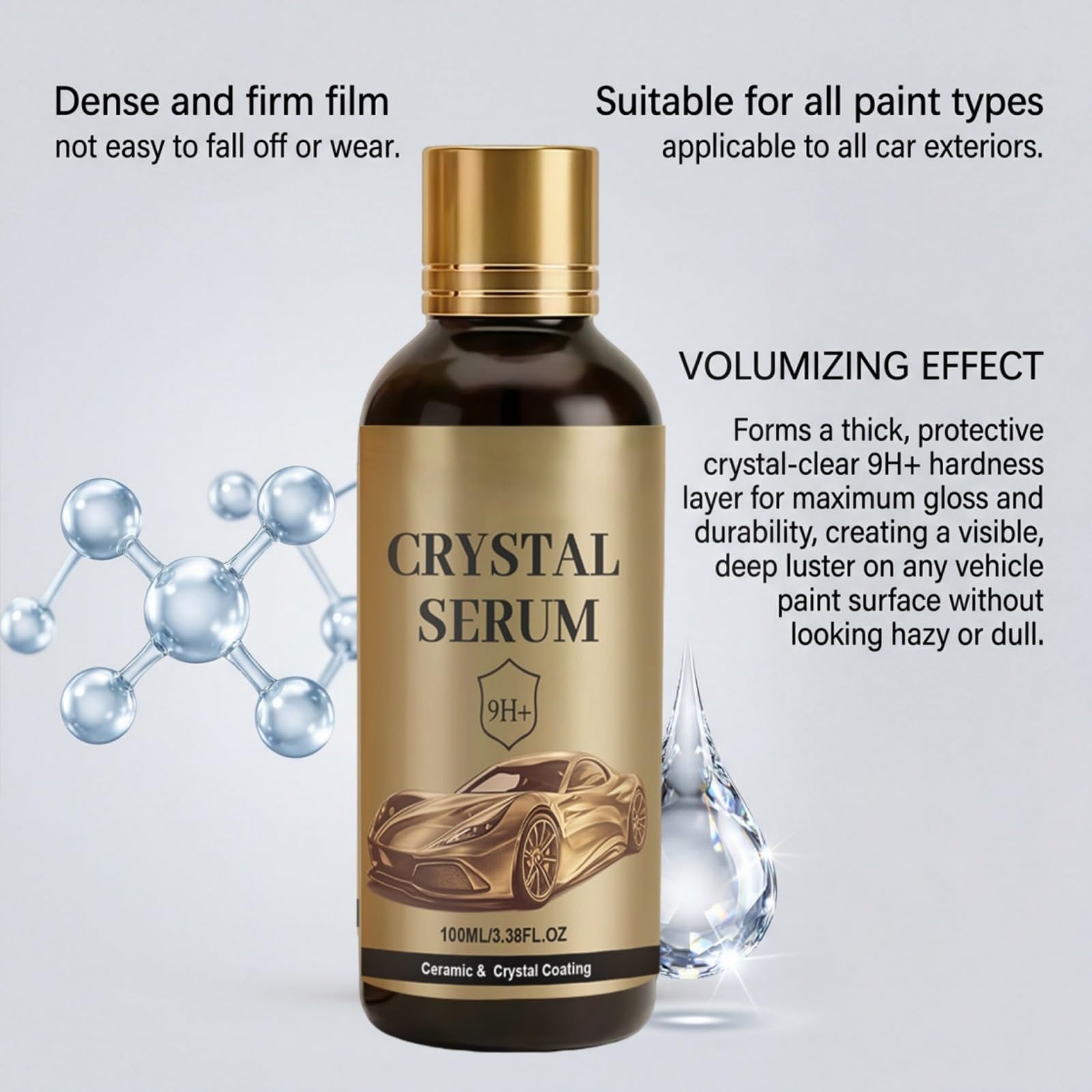 Ceramic Car Coating Kit - Kryształowe Serum, 9H Hardness High Gloss Auto Detailing DIY Coating, do ochrony lakieru samochodowego, agenta szybkiego efektu powłoki do lakieru, szkła i koła