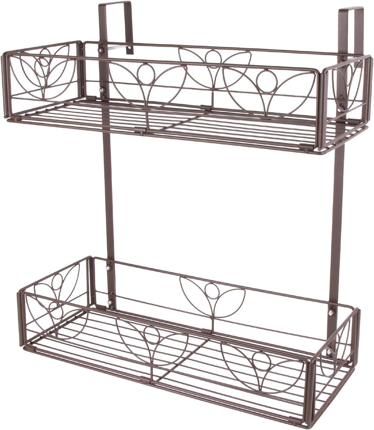 AmnoAmno 2-Tier Balcony Decor Hanging Flower Rack Railing Planter Pots for Outside, Deck Box Outdoor Hanger Stand with Strong Metal Folding Design and Easy Installation