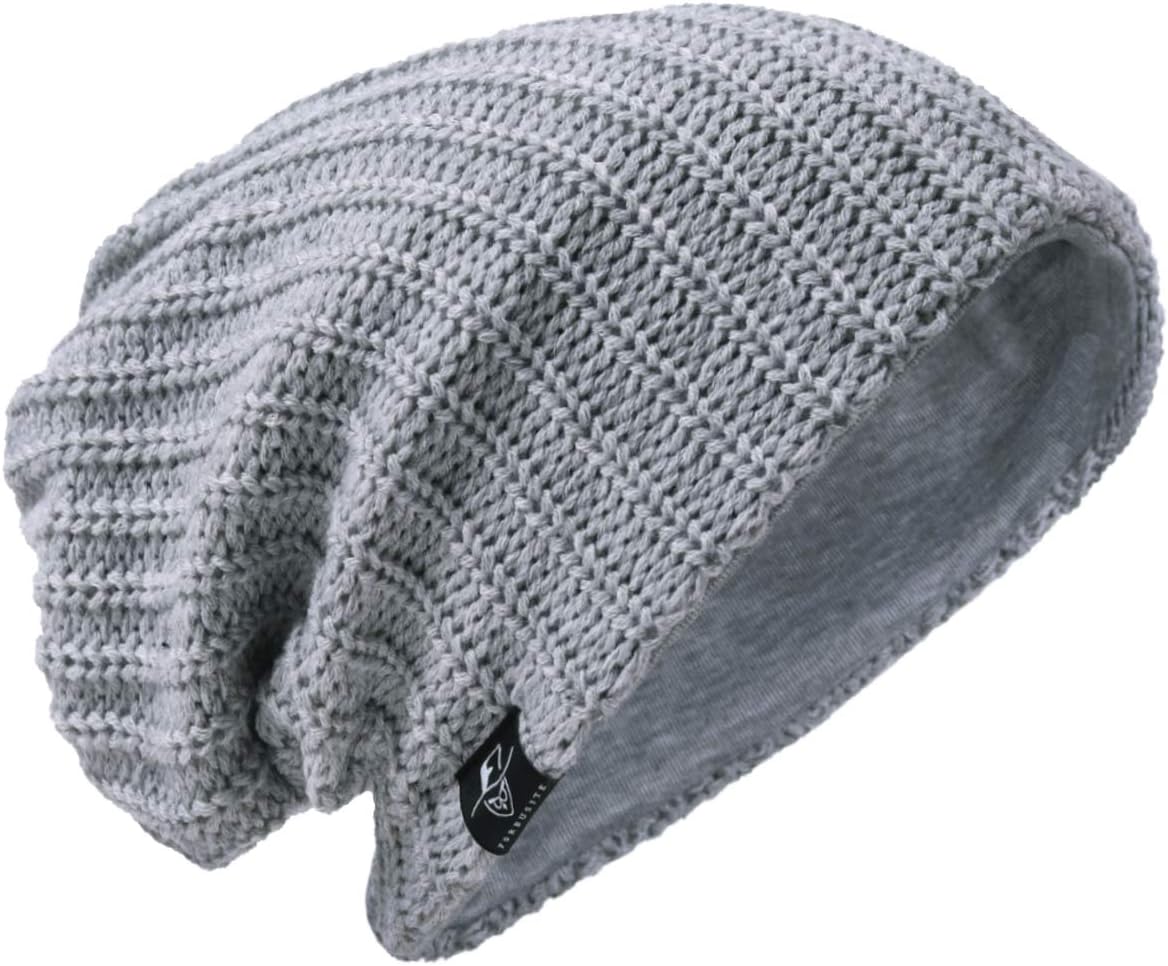 VECRYMen's Slouchy Beanie Knit Rasta Skull Cap for Summer Winter, Ribbed Pale, One Size