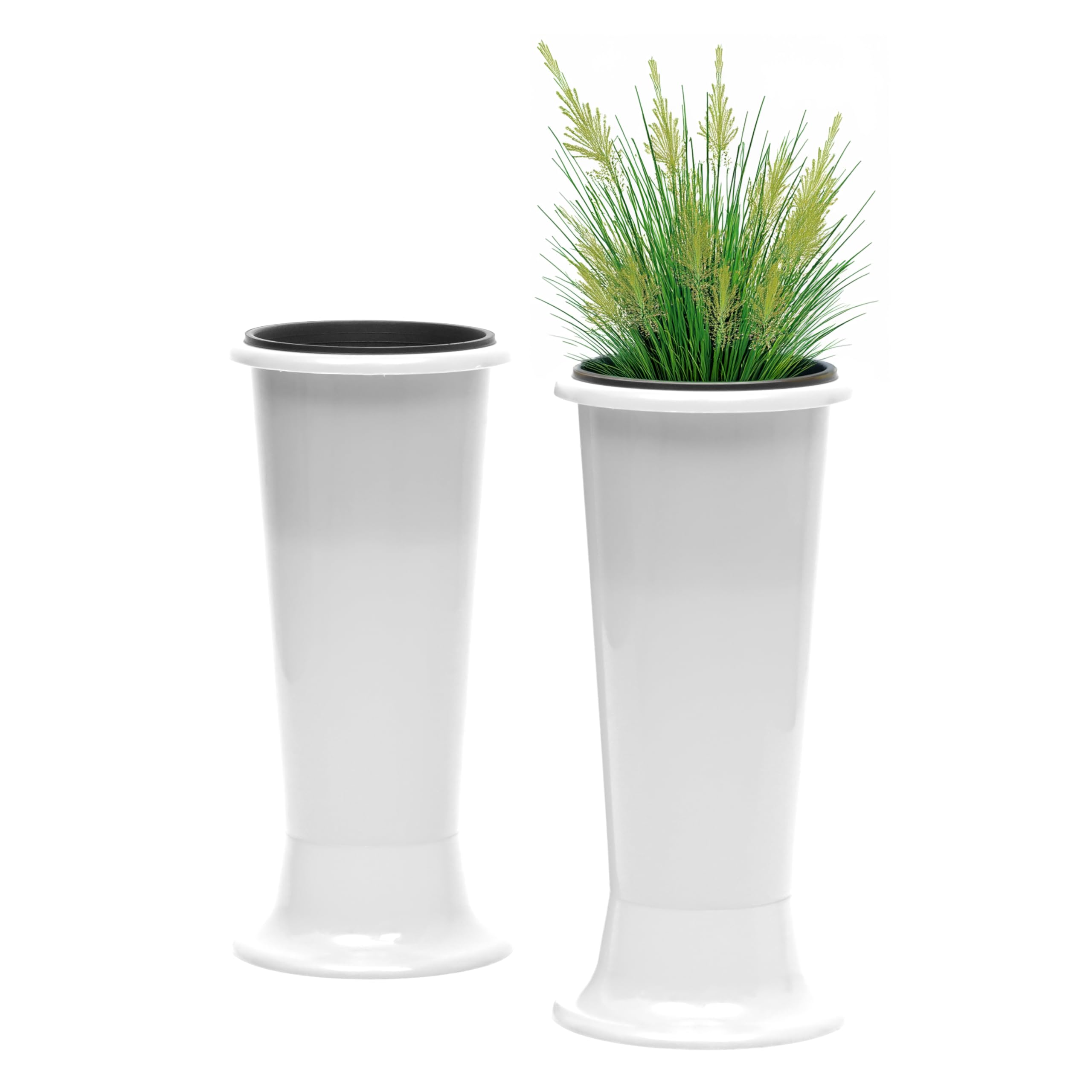 Livzing 7.5 Inch Plastic Flower Pot - Gamla Planter Pots for Balcony Indoor and Outdoor Gardening - Tall Tower Planters- Plant Container Set - Decorative Garden Pots - (Pack of 2, White) (B0DFTPBC9B) Amazon Price History, Amazon Price Tracker