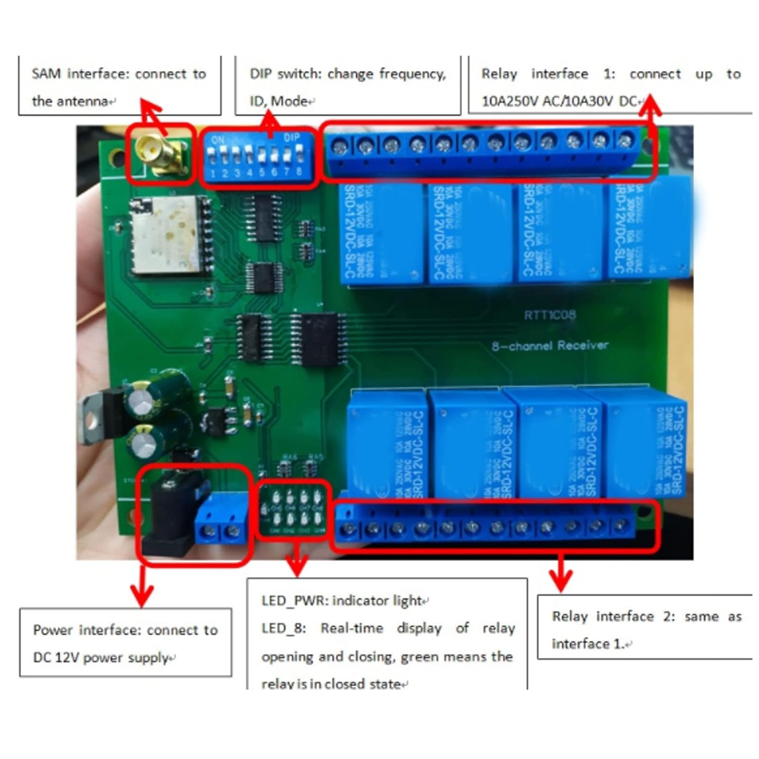 8 Channel Relay Controller Smart Remote Control Module for Home Automation Identification System