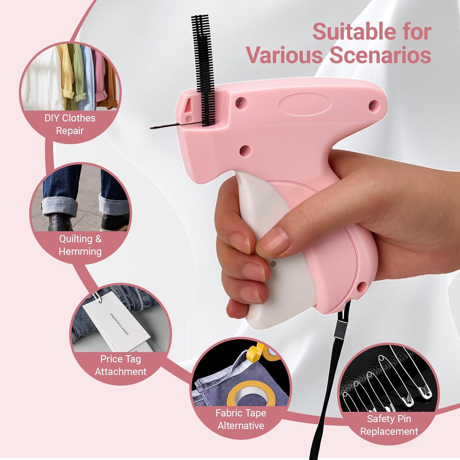 Stitch Gun for Clothes, Handheld Quick Clothing Fixer Tagging Gun with 6 Needles, 1000Black 1000 White Fasteners, Ideal for Sewing, Quilting, Clothing Labels - Image 2