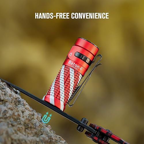 Miniatura 6 de OLIGHT Baton4 Linterna EDC recargable, linterna LED de bolsillo de 1300 lúmenes con cable de carga magnético, pequeña linterna brillante potente