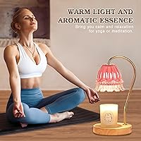 Vista 7 de Lámpara calentadora de velas con diseño de flores con temporizador, calentador de cera, altura ajustable, regalos de cumpleaños para mujeres, mamá