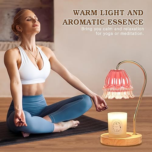 Miniatura 7 de Lámpara calentadora de velas con diseño de flores con temporizador, calentador de cera, altura ajustable, regalos de cumpleaños para mujeres, mamá