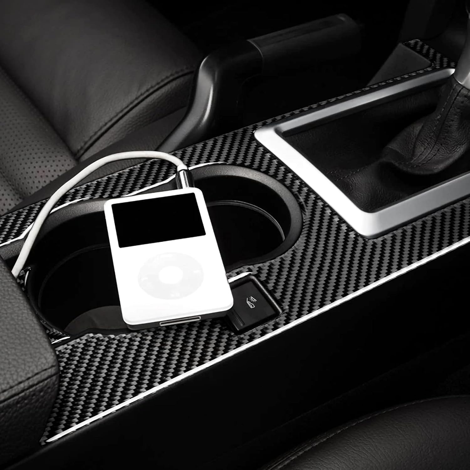 Car Real Premiun Carbon Fiber Decal Gear Box Shift Panel Sticker Interior Trim Cover for Ford Mustang GT Shelby 2005 2006 2007 2008 2009 S197 Accessories
