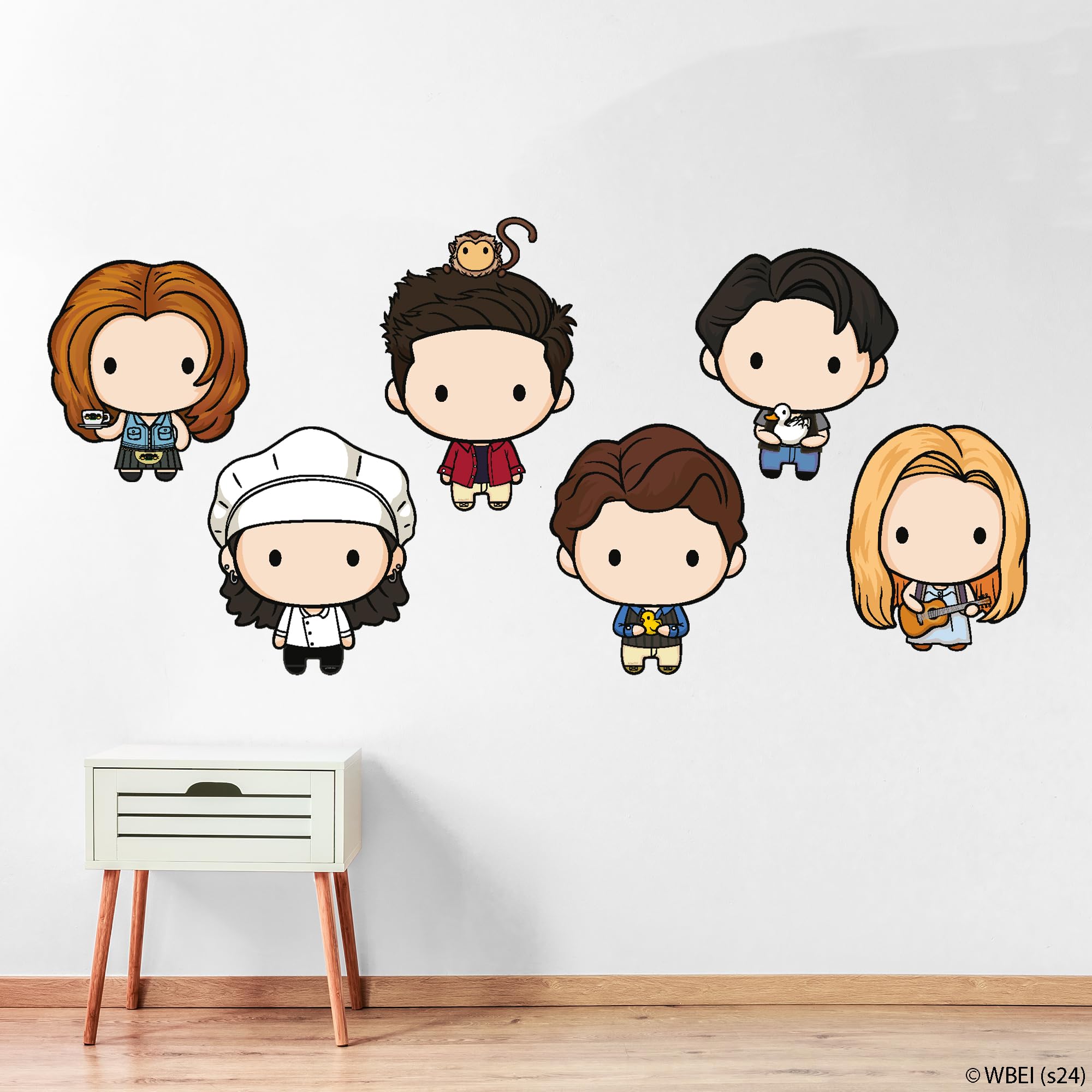 Themed Black Friends Wall Sticker - Friends Cartoon Character Set Decal Wall Art (90Cm Width X 45Cm Height)