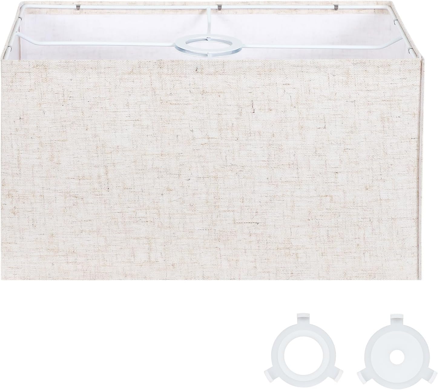 OUTON Beige Large Rectangular Lamp Shades for Floor Lamps, 14" Top x 14" Bottom x 9" High, Easy to Assemble, Replacement Linen Lampshades for Table Lamps & Bedside Lamps, Beige (1.65" Spider)