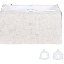 OUTON Beige Large Rectangular Lamp Shades for Floor Lamps, 14" Top x 8" Bottom x 9" High, Easy to Assemble, Replacement Linen Lampshades for Table Lamps & Bedside Lamps, Beige 1.65" Spider