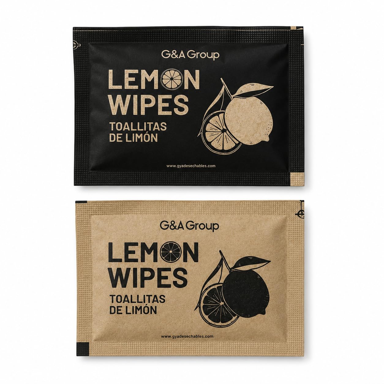 G&A GROUP - Toallitas Aroma limón Individuales | 17 x 13 cm | Pack 500 Unidades | Tejido no Tejido Suave | Sobres Individuales | Higiene y Limpieza práctica
