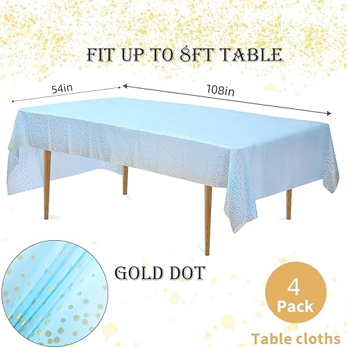 Miniatura 29 de Yancorp 2 Pack Plastic Tablecloth Disposable Navy Blue Gold Tablecloth for Rectangle Tables 54" x 108" Party Decorations Birthday Thanksgiving