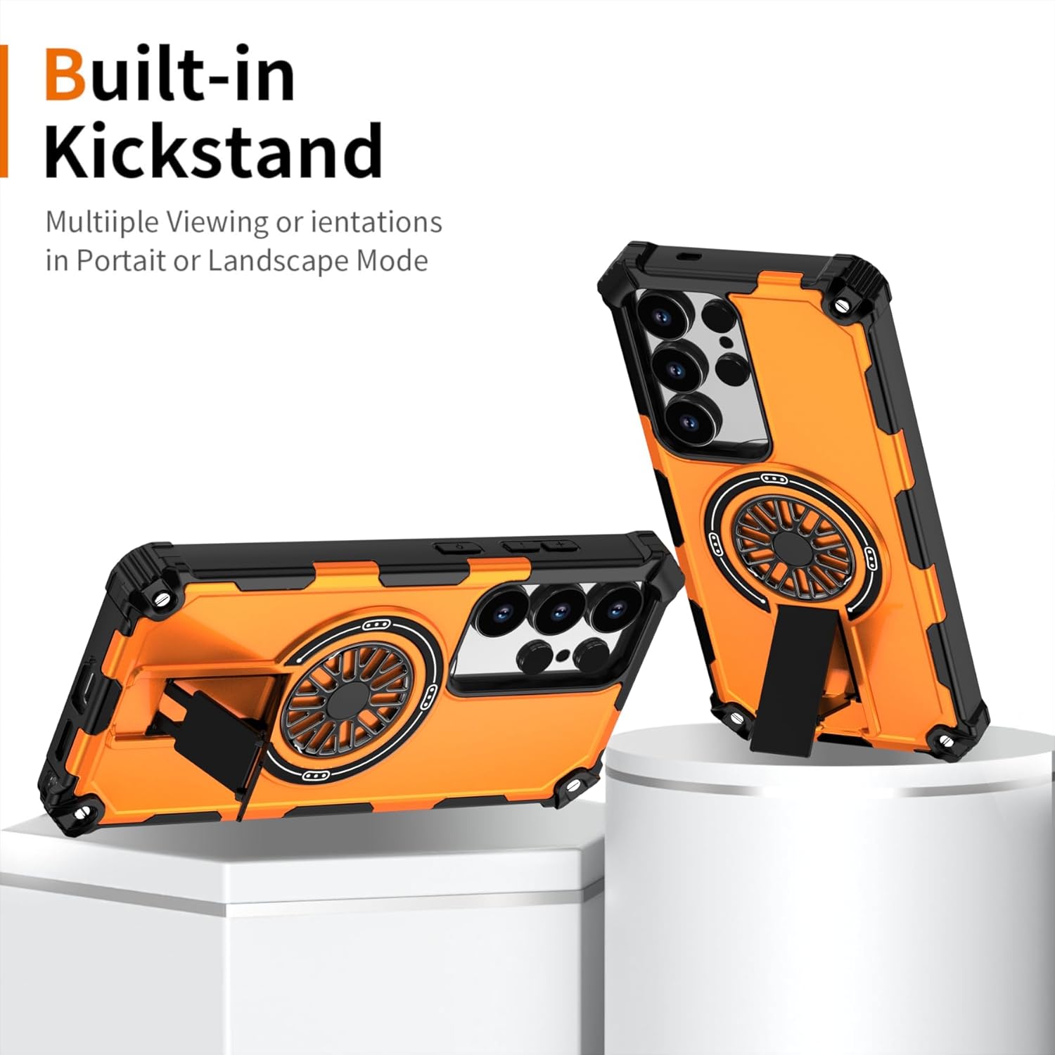 for Samsung Galaxy S25 Ultra Case with Invisible Kickstand,Shockproof Wireless Charging,Compatible with MagSafe,Stress Relief & Military Drop Protection Magnetic Phone Case Cover 6.8".Orange - Image 2