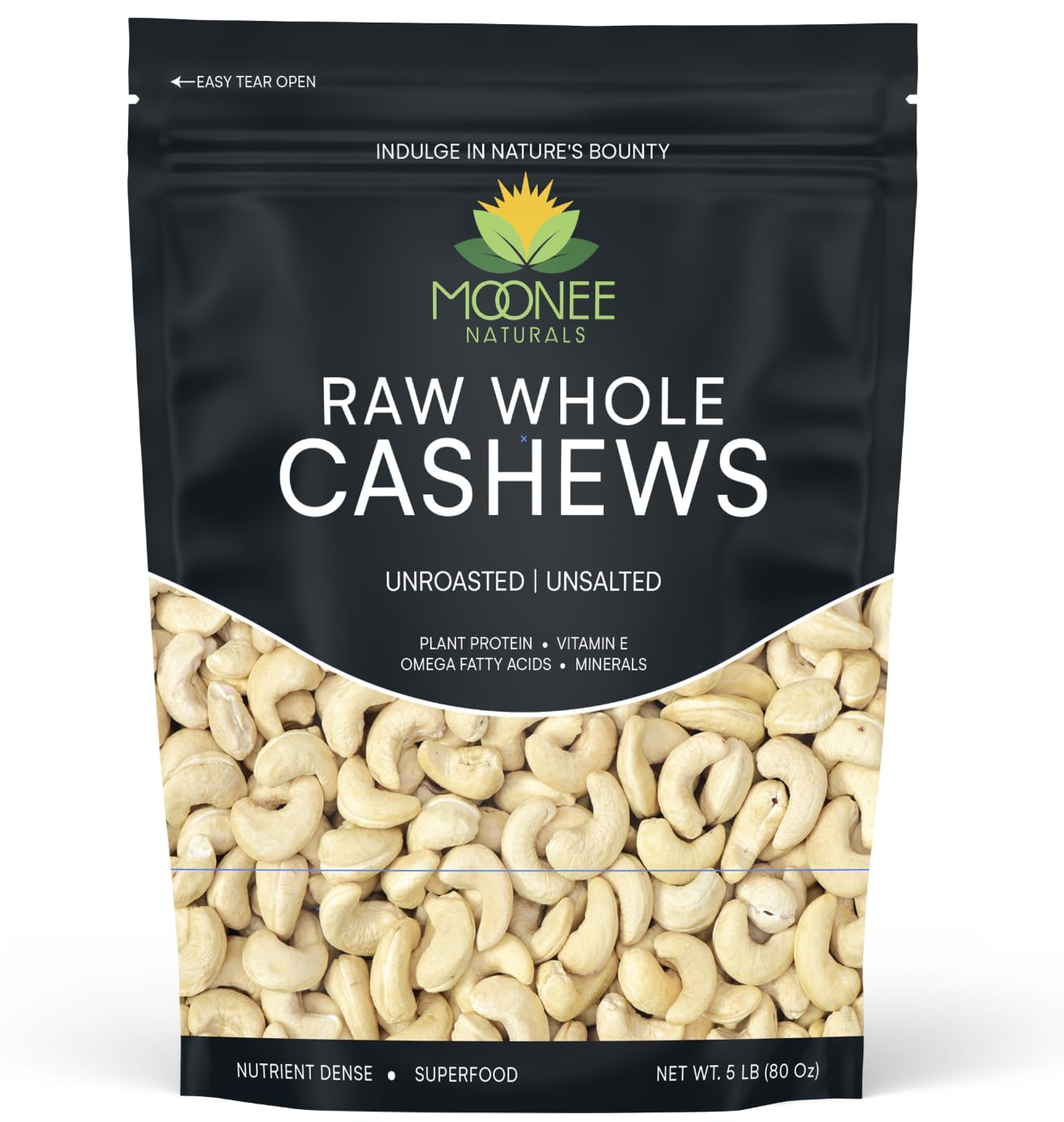 Raw Cashews Unsalted Whole (5 Pound) Vegan Protein