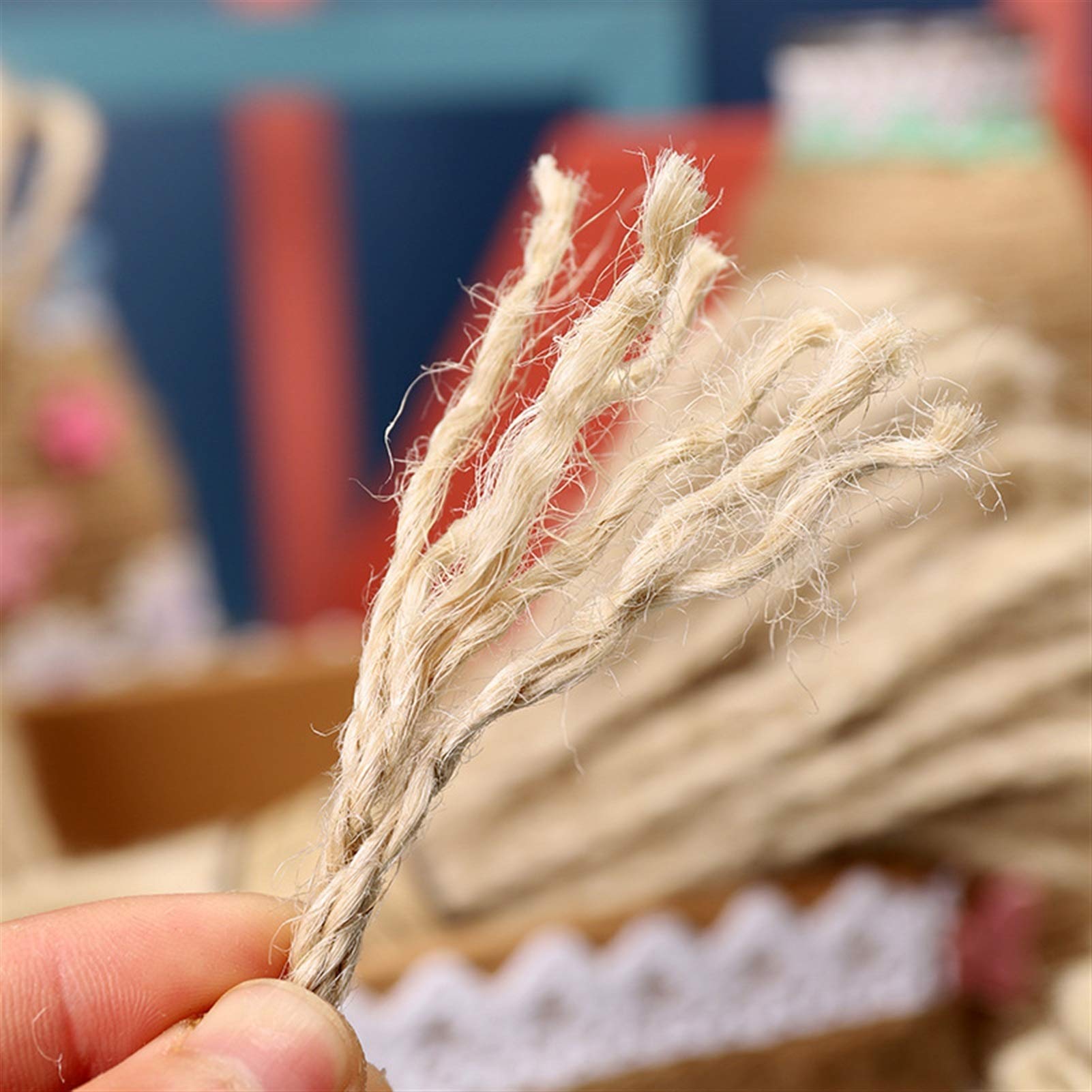 Zkenshan-Natural Jute Twine 10mx6mm Jute Rope Twine, Natural Hemp Ribbon Cord Macrame String DIY Cat Pet Scratching Home Art Decoration, Natural Jute Fiber (Color : B 10mm Wide)