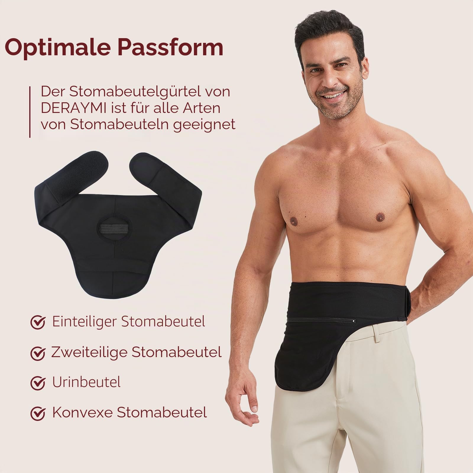 DERAYMI Stoma Gürtel Für Stomabeutel Für Männer Und Frauen, Kolostomiebeutel Stoma Zubehör Verstellbarer Stomagürtel, Schwarz, Geeignet Für Sport, Schwimmen Und Outdoor-Aktivitäten (XXL)