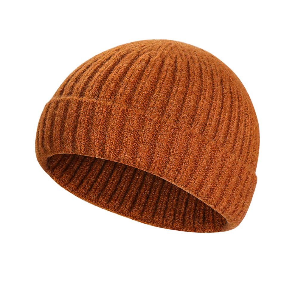 Samserot Winter Wool Knit Trawler Beanie Hat Short Fisherman Skullcap Knit Beanie Cap for Men/Women