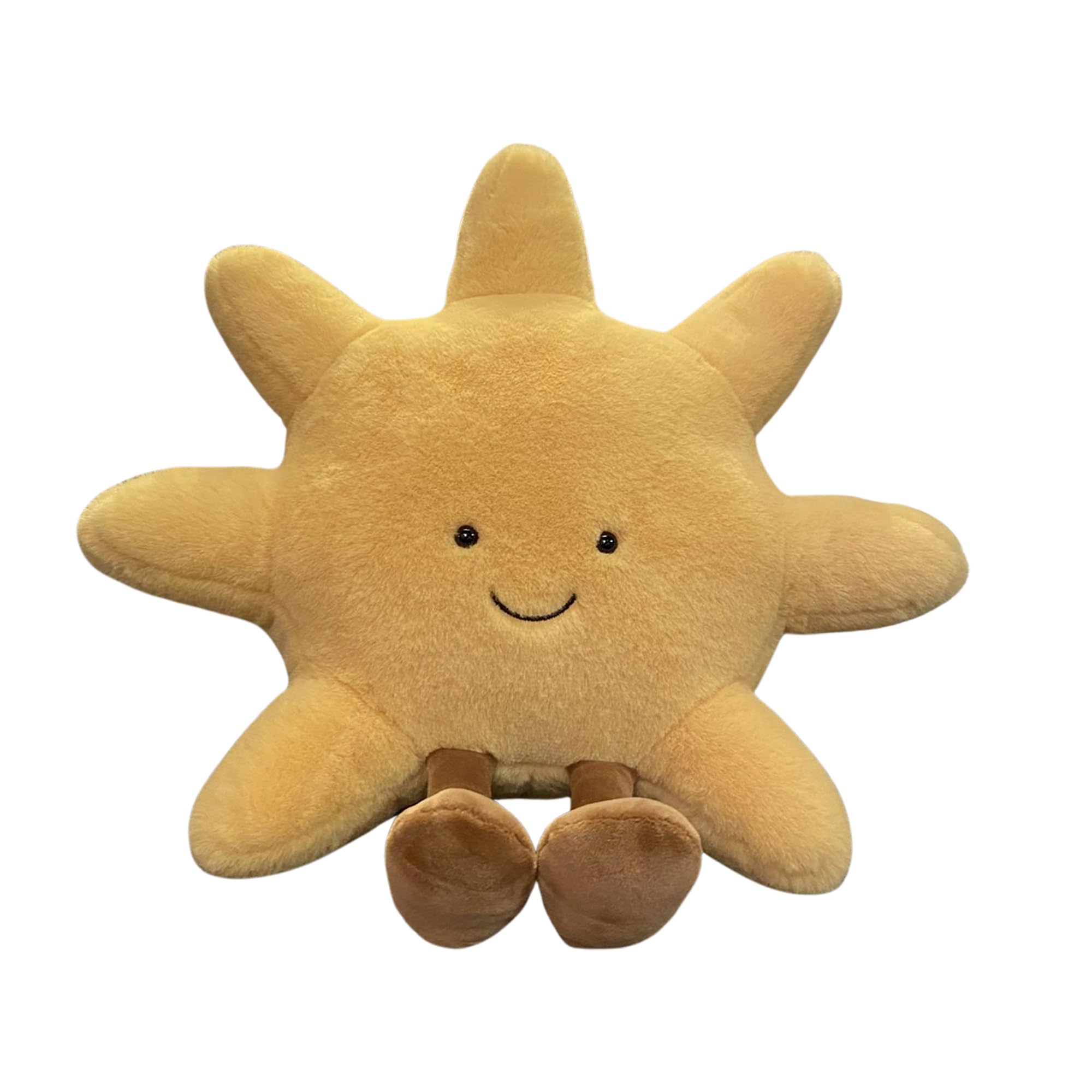 Plush Sun Pillow Smiley/Sad Face Throw Pillow - Soft Yellow Sunshine Plushie Stuffed Animal Cuddly Sun Cushion for Room, Nursery Decor and Birthday for All Ages 14"