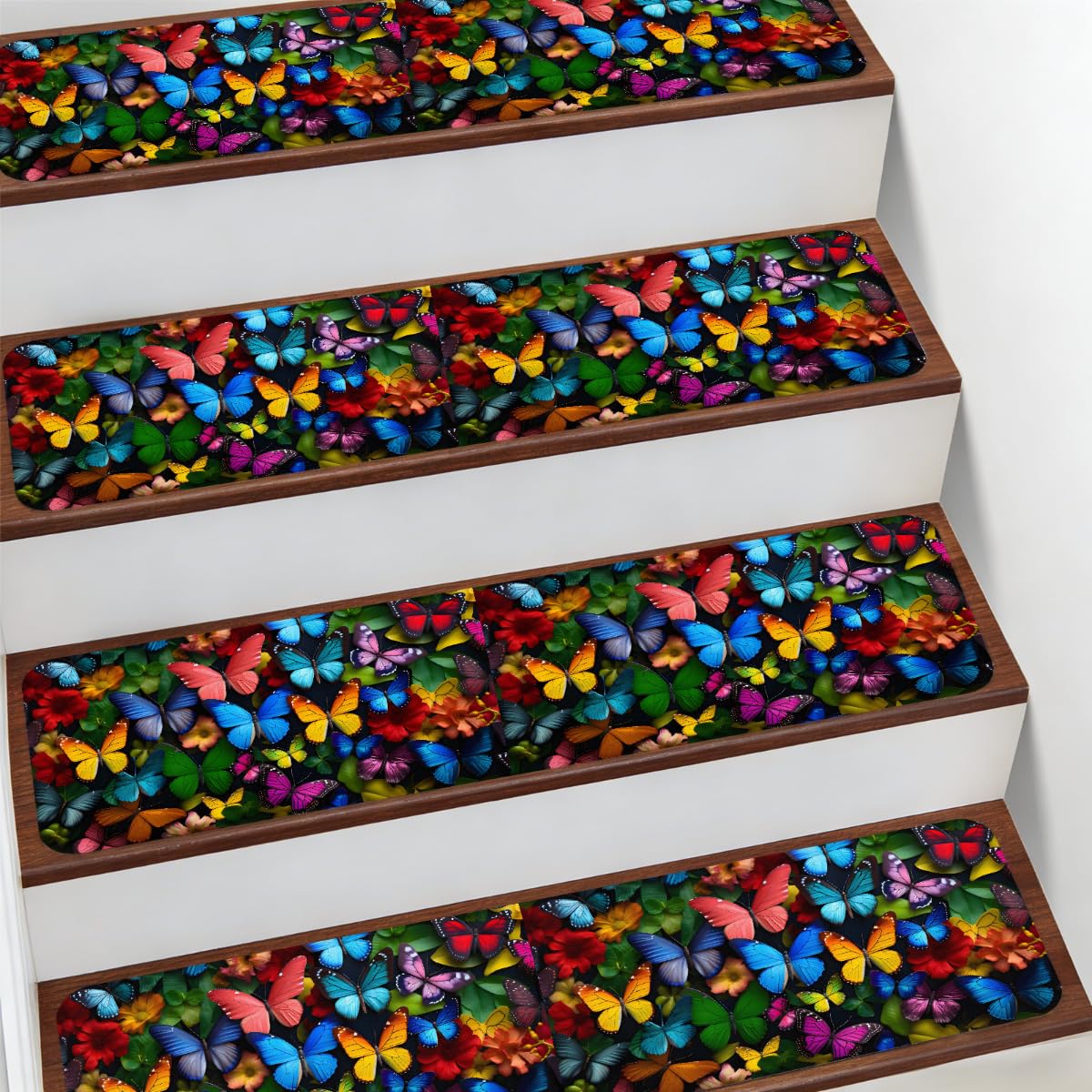 Alfombra para peldaños de escalera de 7.8 x 30 pulgadas antideslizante interior