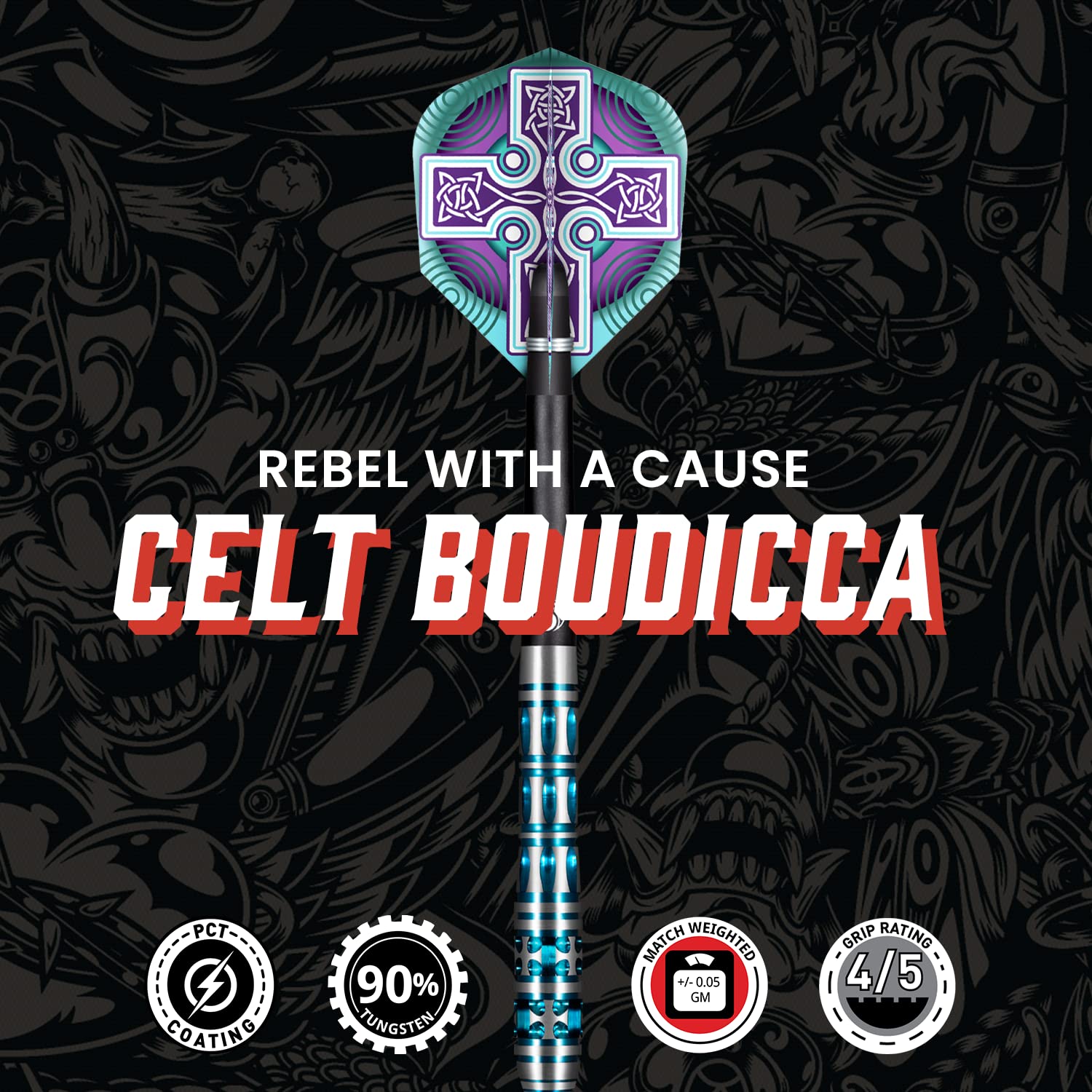 Buy Online: Shot! - Celt Boudicca - 90% Tungsten - Steel Tip Dart Set
