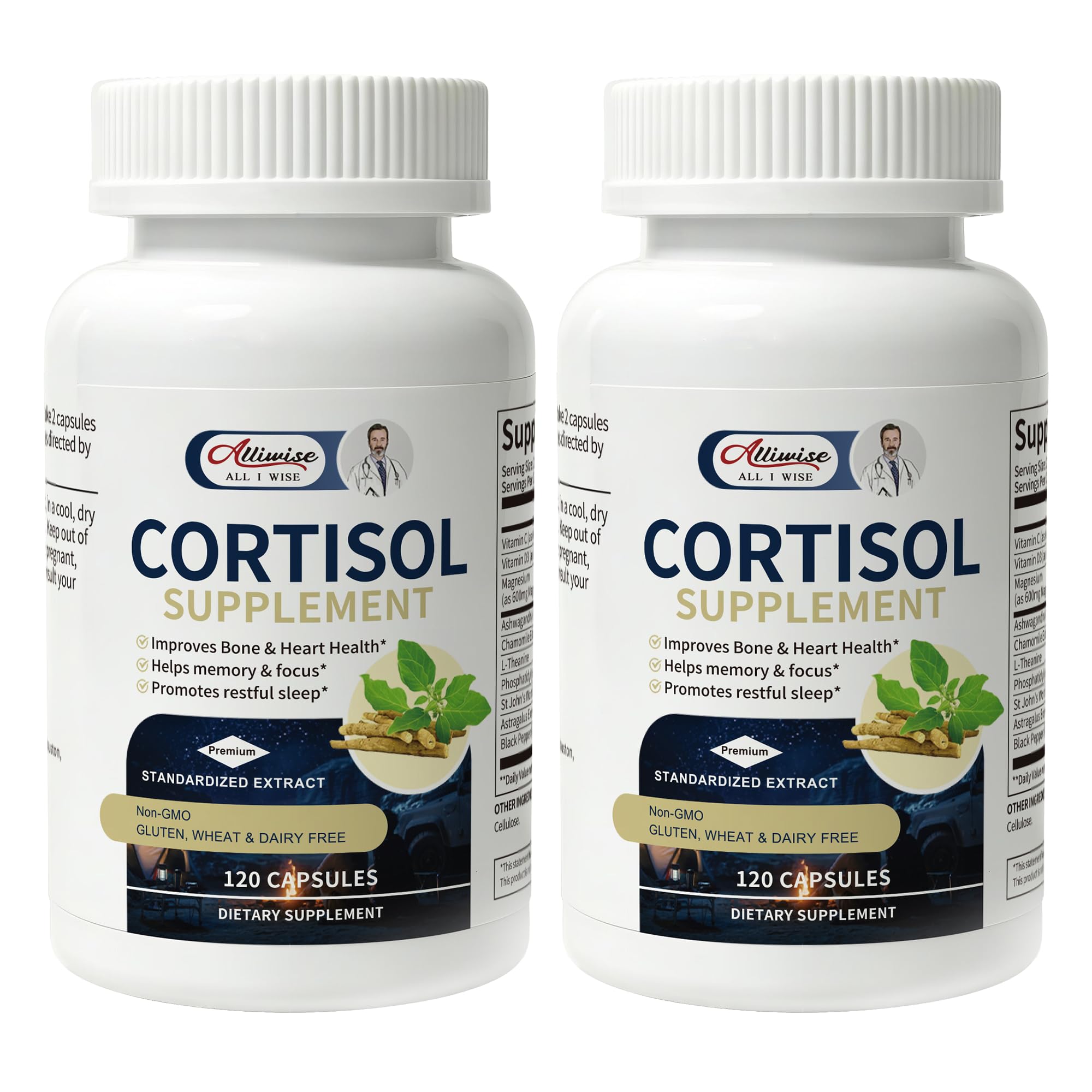 Photo 1 of Alliwise 2pack Cortisol Supplement,Cortisol Reducer Manager for Women,with Magnesium, Ashwagandha, L-Theanine 240Count
