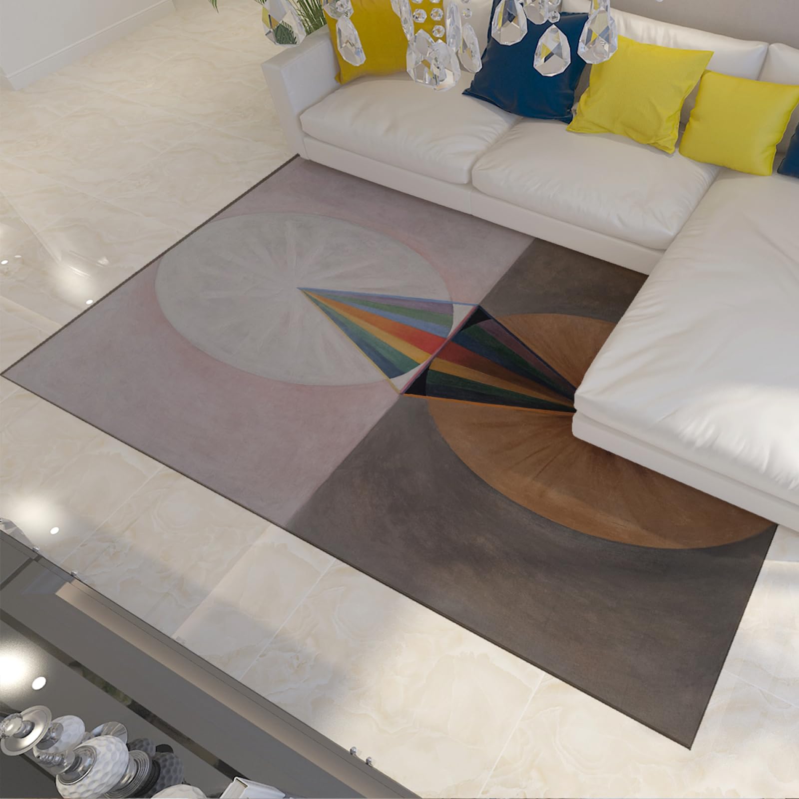 Tapis lavables The Swan grand tapis de salon à poils ras style Hilma AF Klint 180x400cm