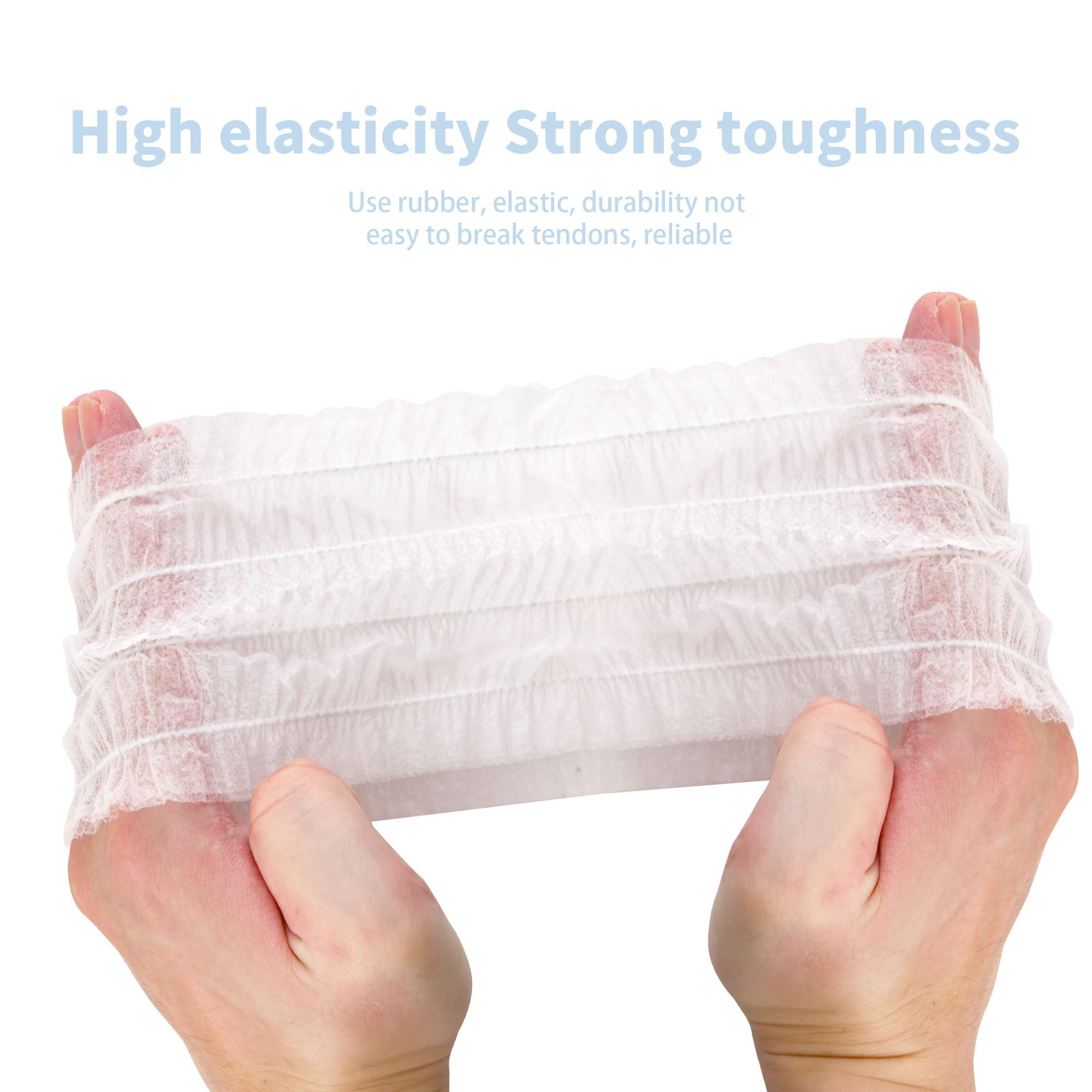 WENLISELL 200 PCS Disposable Elastic Hair Wraps, Non-woven Disposable Headbands for Facials White Hair Wraps for Home Use Spa Salon - Image 4