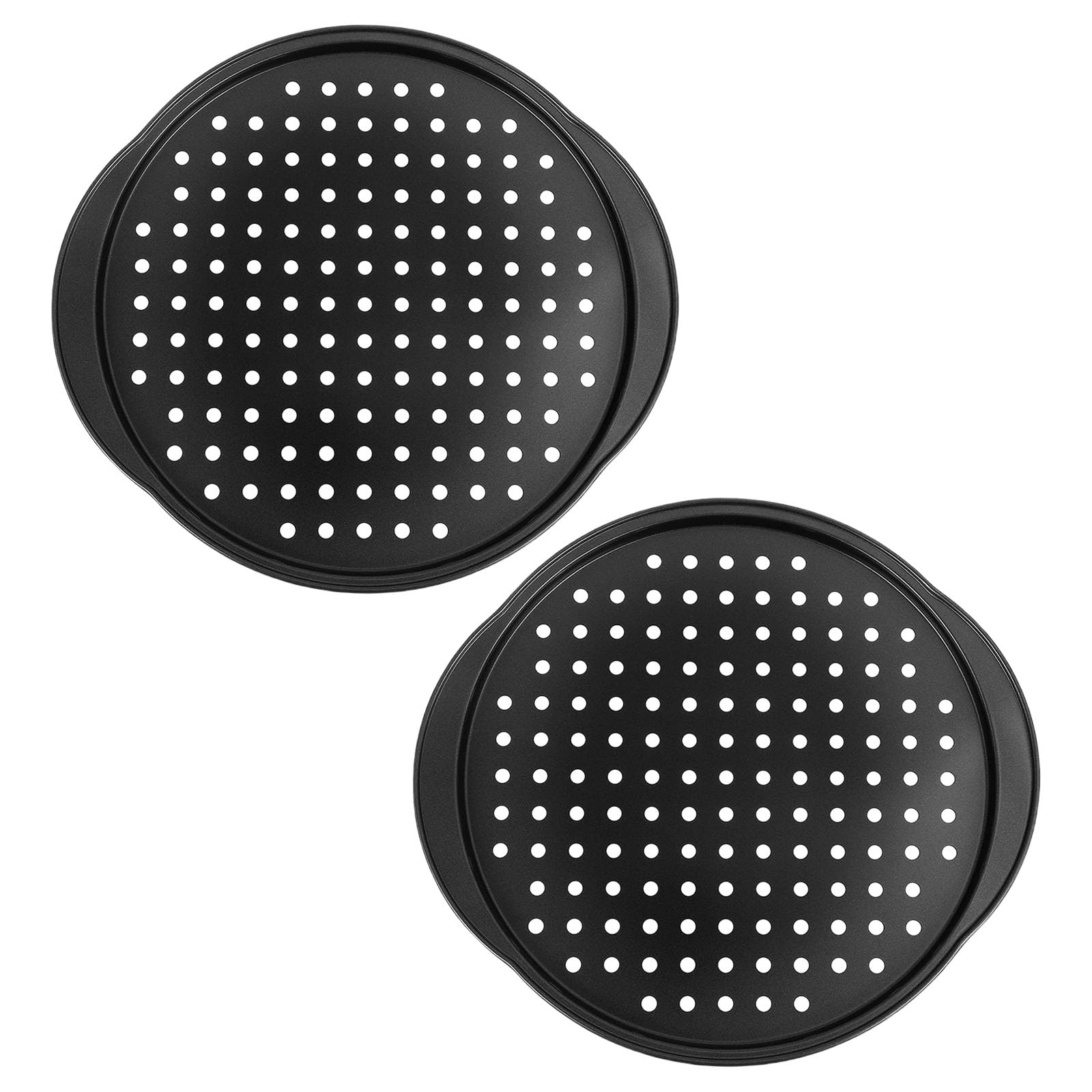 Elnwnnkc 2 Piece Oven Safe Pizza Pan with Airflows Perforations Carbon Steel Nonstick Surfaces Baking Sheet Tray for Crispy Crust Oven Safe Pizza Tray