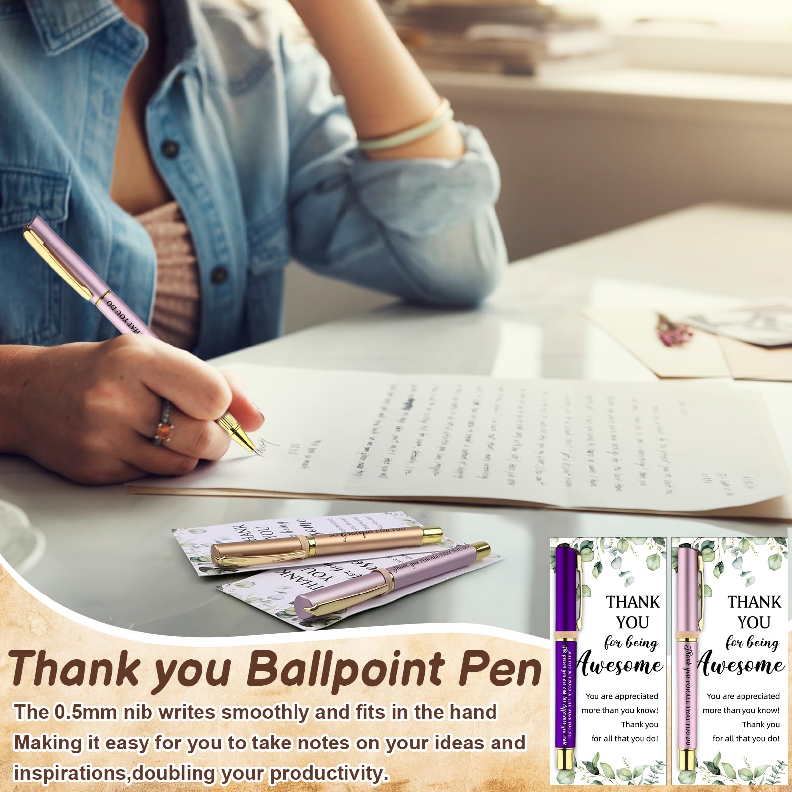 30 Sets Inspirational Appreciation Gifts Motivational Pens with Thank You Cards Inspirational Ballpoint Pens Bulk Gifts for Coworkers Employee Thank You for Colleagues Teacher Volunteer Team Nurse - Image 4