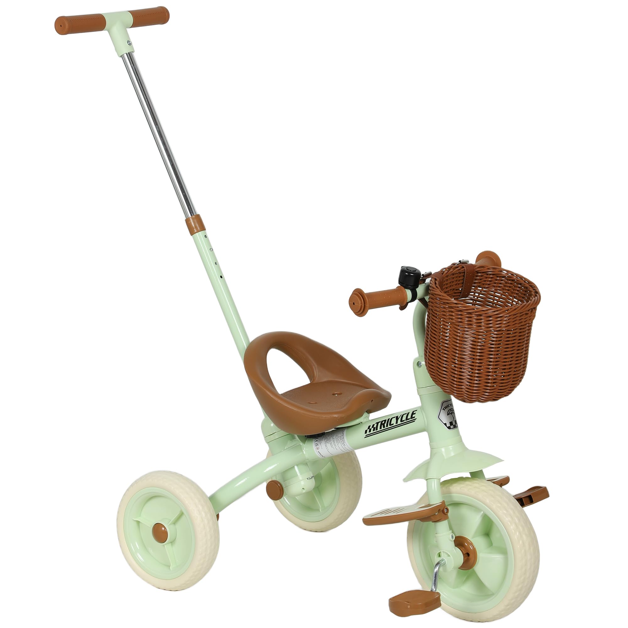 AIYAPLAY 2-In-1 Kids Trike, Toddler Tricycle for 2-5 Years Old with Adjustable Parent Handle, Pedals, Footrests