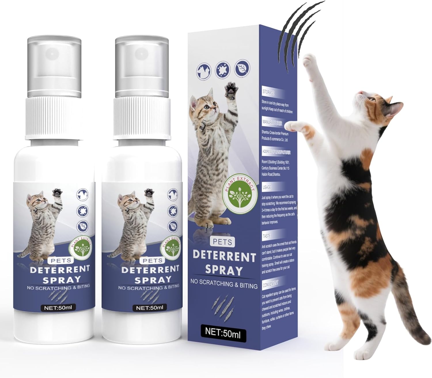 Cat Deterrent Spray, Natural Safe Cat Deterrent Indoor & Outdoor for Furniture Protection, Anti-Scratch Deterrent for Furniture, Sofas, Rugs, Citrus, Non-Toxic