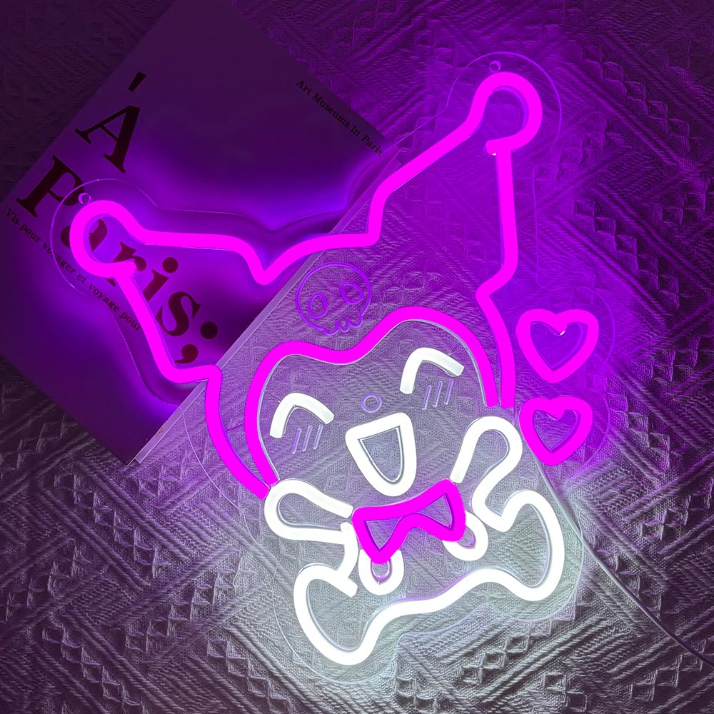 PILOYINDE Japanese Anime Neon Sign - Cute LED Light - Kuromi Heart