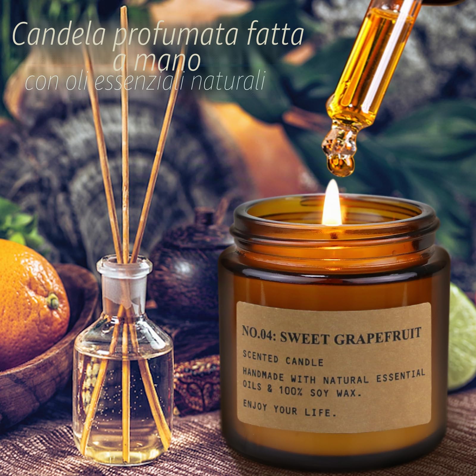 8 Candele Profumate,Confezione Regalo di Candele in Barattolo per Aromaterapia,Set di Candele Ambra,Cera di Soia Naturale,Regalo per la Festa Della Mamma e Compleanno,Regali Perfetti per le Donne