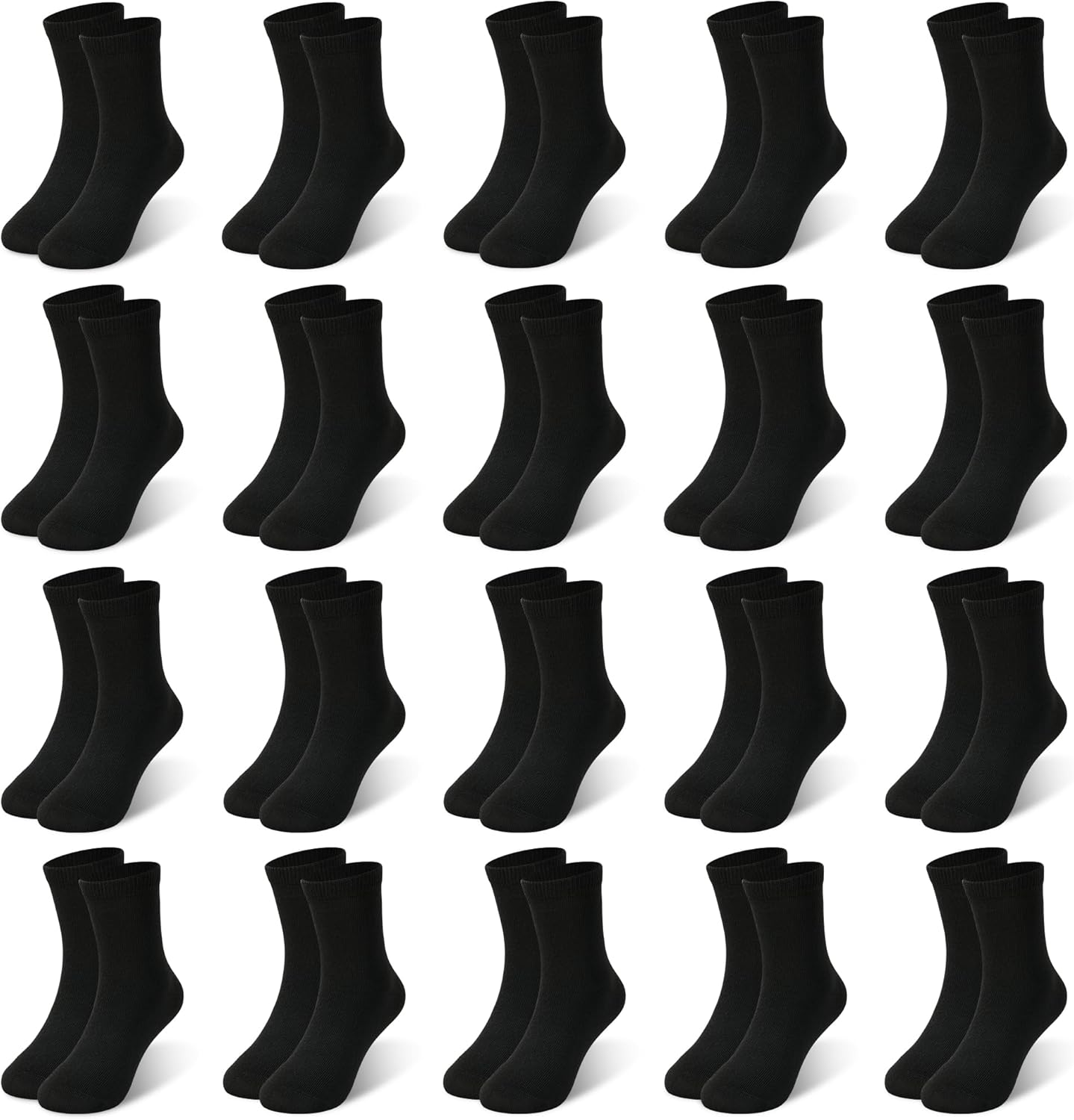 ZERULETS 20 Pairs Toddler Kids Crew Socks - Boys Girls Athletic Mid Calf Cut for School, 1-13 Years