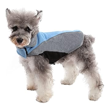 MIGOHI Dog Winter Coat, Pet Warm Jacket Fleece Clothes with Harness Hole Reversible Cold Weather Apparel for Small Medium Large Dog, Blue XS