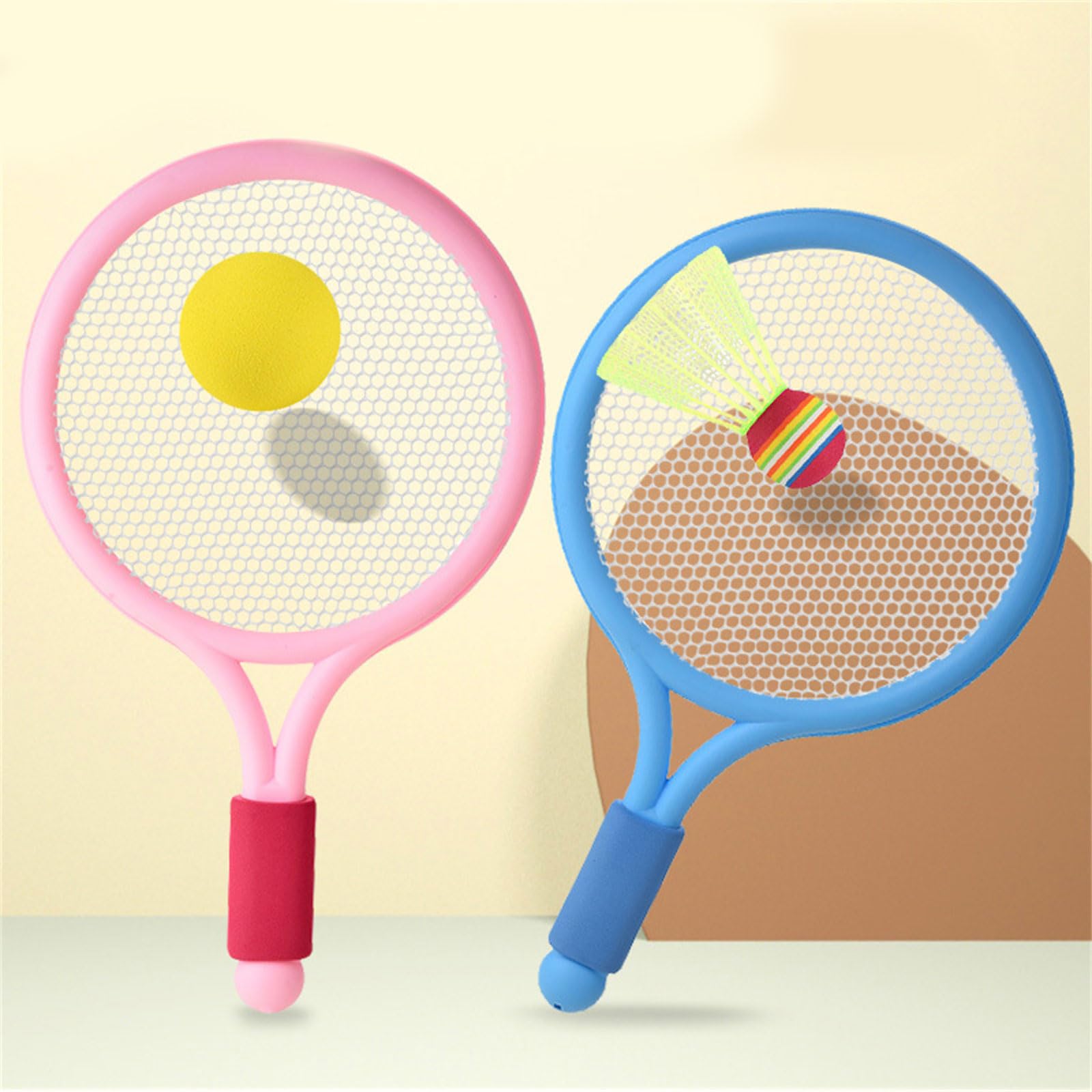 Juego de raqueta de tenis para niños, raqueta de bádminton con tenis y 2 volantes para interiores y exteriores, juego de playa