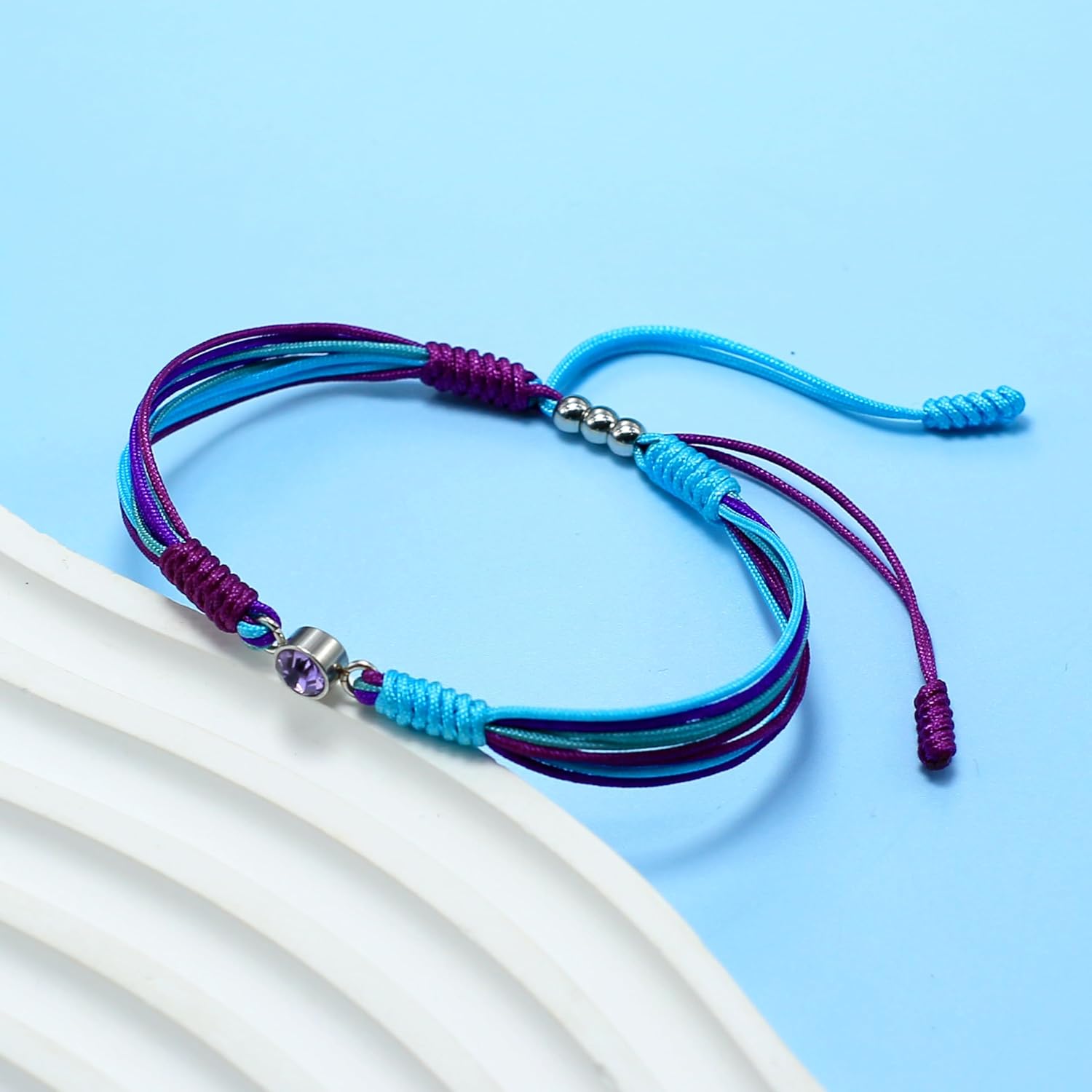 Birthstone Bracelets for Women Men,Healing Crystal Protection Stone Rose Crystal Beads Bracelet,String Wrap Zodiac Month Bracelets Birthday Jewelry Gifts