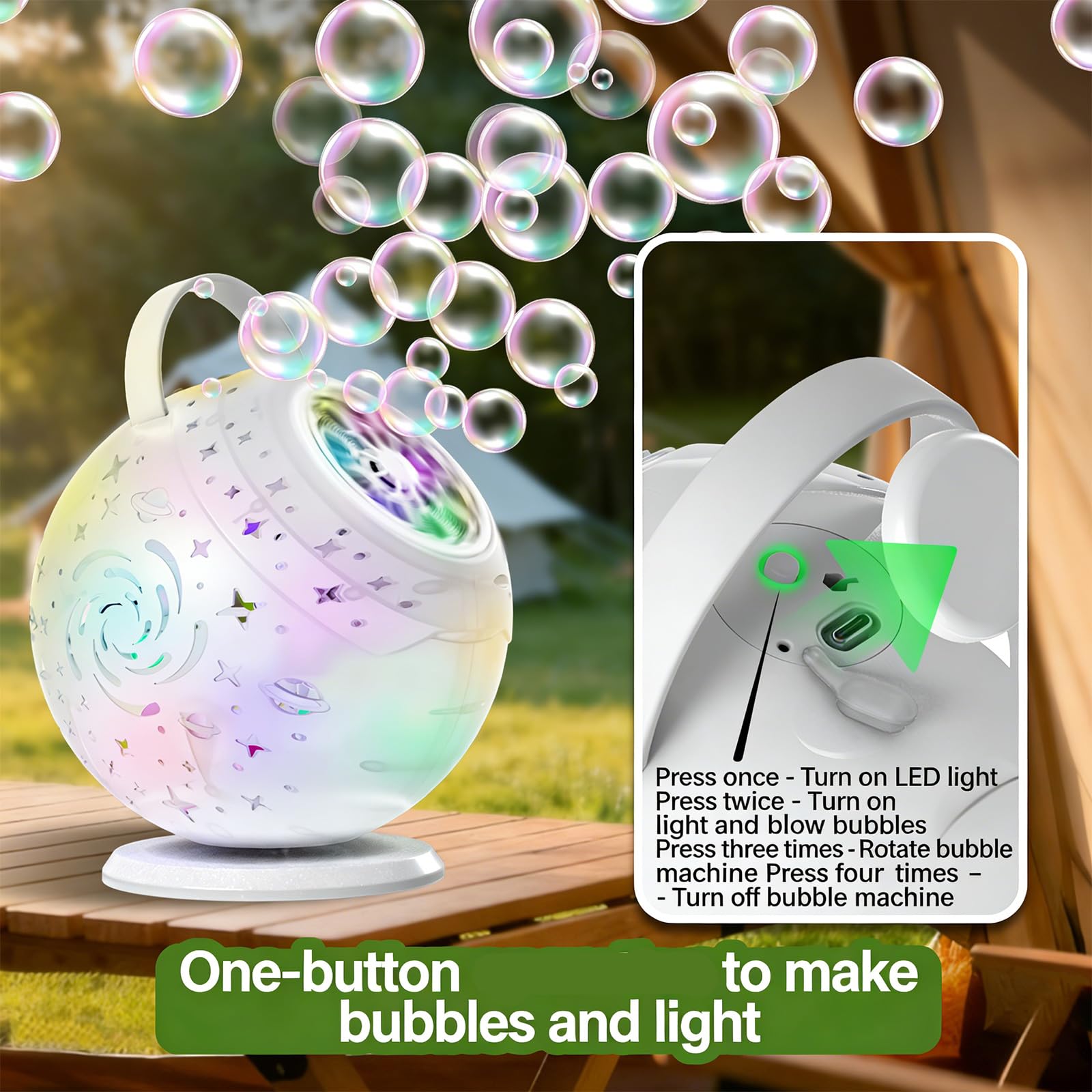 Fabricante de burbujas LED para actividades al aire libre