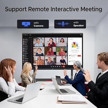 75'' 4K UHD Interactive Touchscreen Smart Board, Android 14 Wireless Digital Whiteboard with Open App Ecosystem, Wall-Mounted Smartboard for Classroom Home Office Studio
