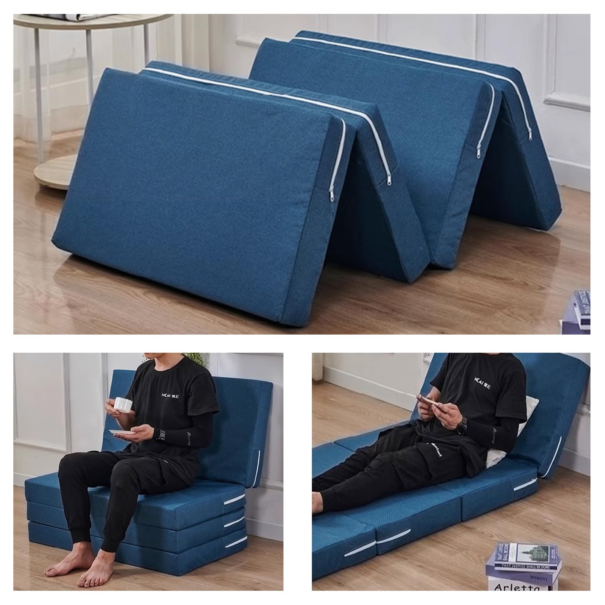 Materasso pieghevole in memory foam da 10,2 cm, con fodera