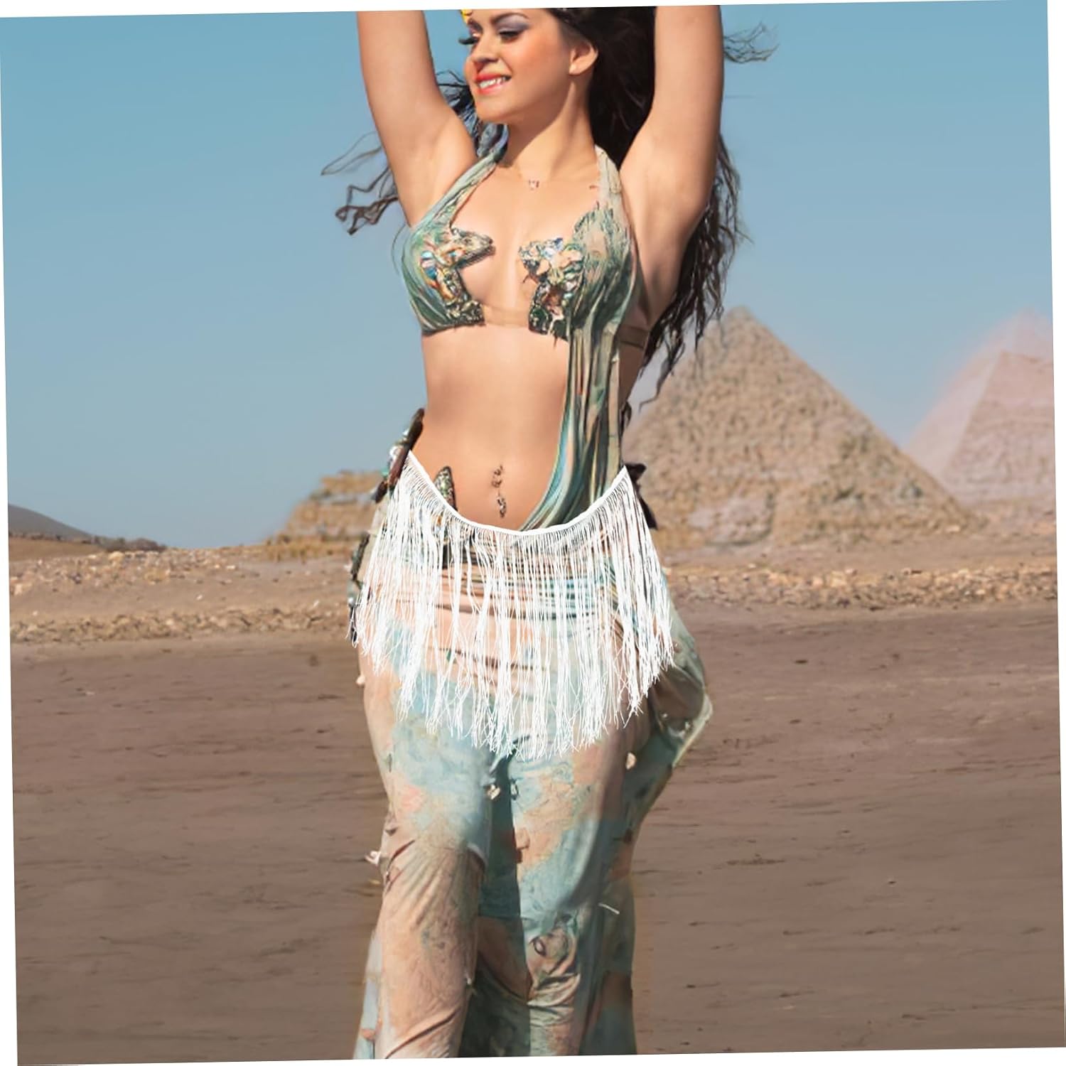 White Polyester Decorative Fringe Tassel for Latin Dance Costume Halloween