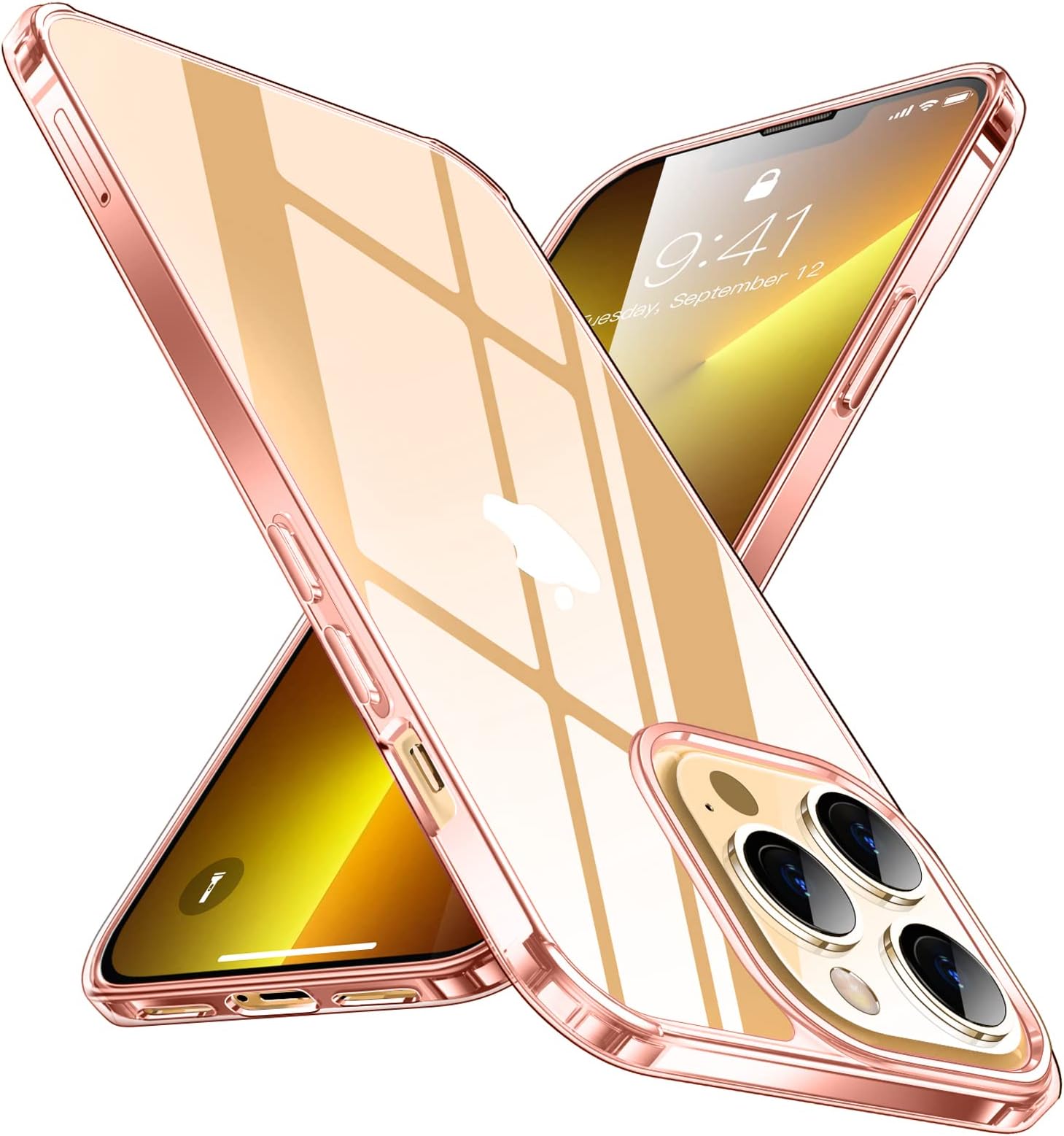 SPIDERCASE Designed for iPhone 13 Pro Max Case, Crystal Clear Not Yellowing Military Grade Drop Protection Slim Thin Clear Cover for iPhone 13 Pro Max 6.7 inch 2021 (Gold)
