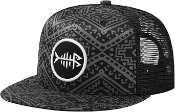 BASSDASH Flat Brim Trucker Cap Adjustable Snapback Hat Mesh Back for Men Women