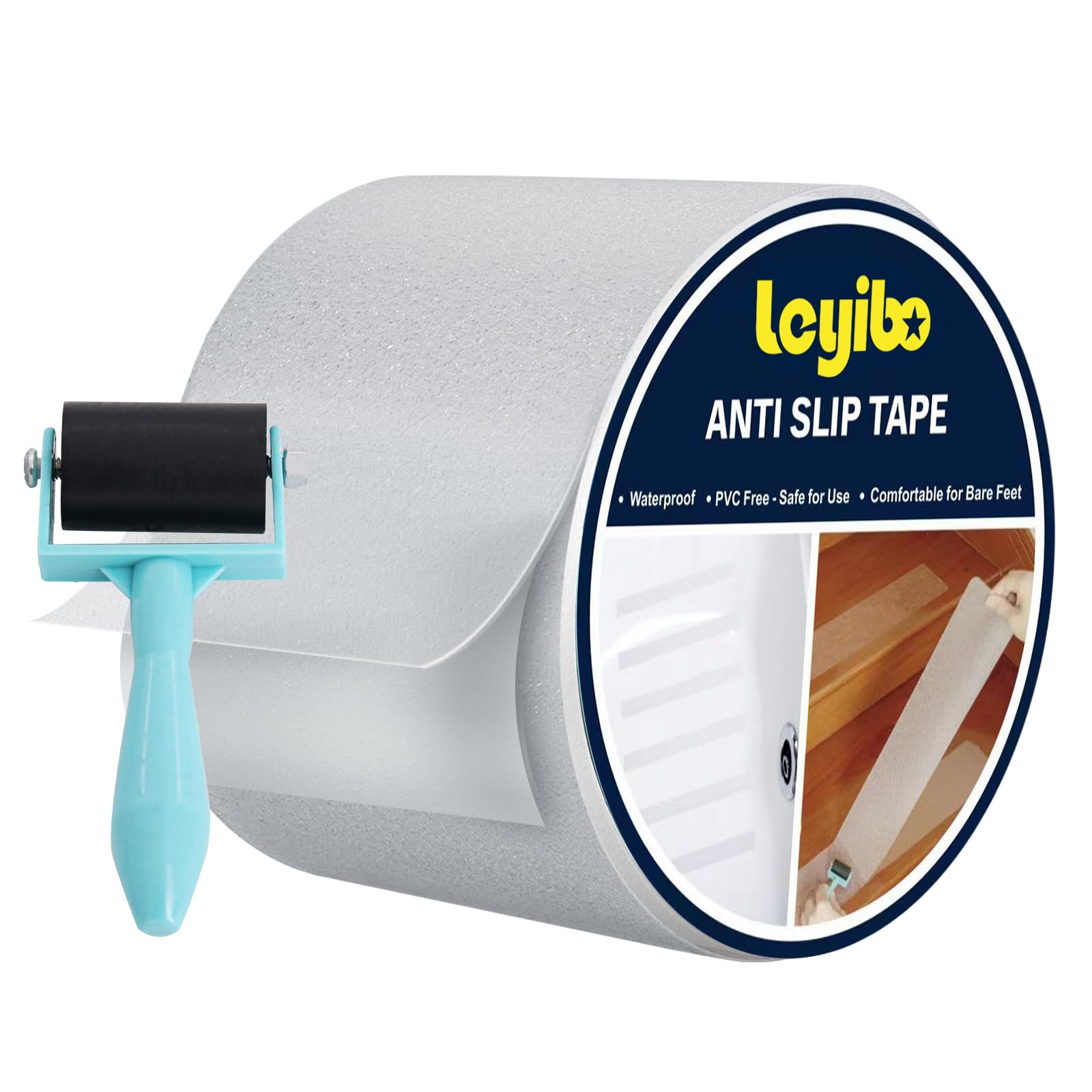 Cinta antideslizante transparente impermeable para exteriores e interiores con rodillo, 4 pulgadas x 35 pies, cinta de agarre antideslizante para bañeras, barcos, escaleras, piscinas,