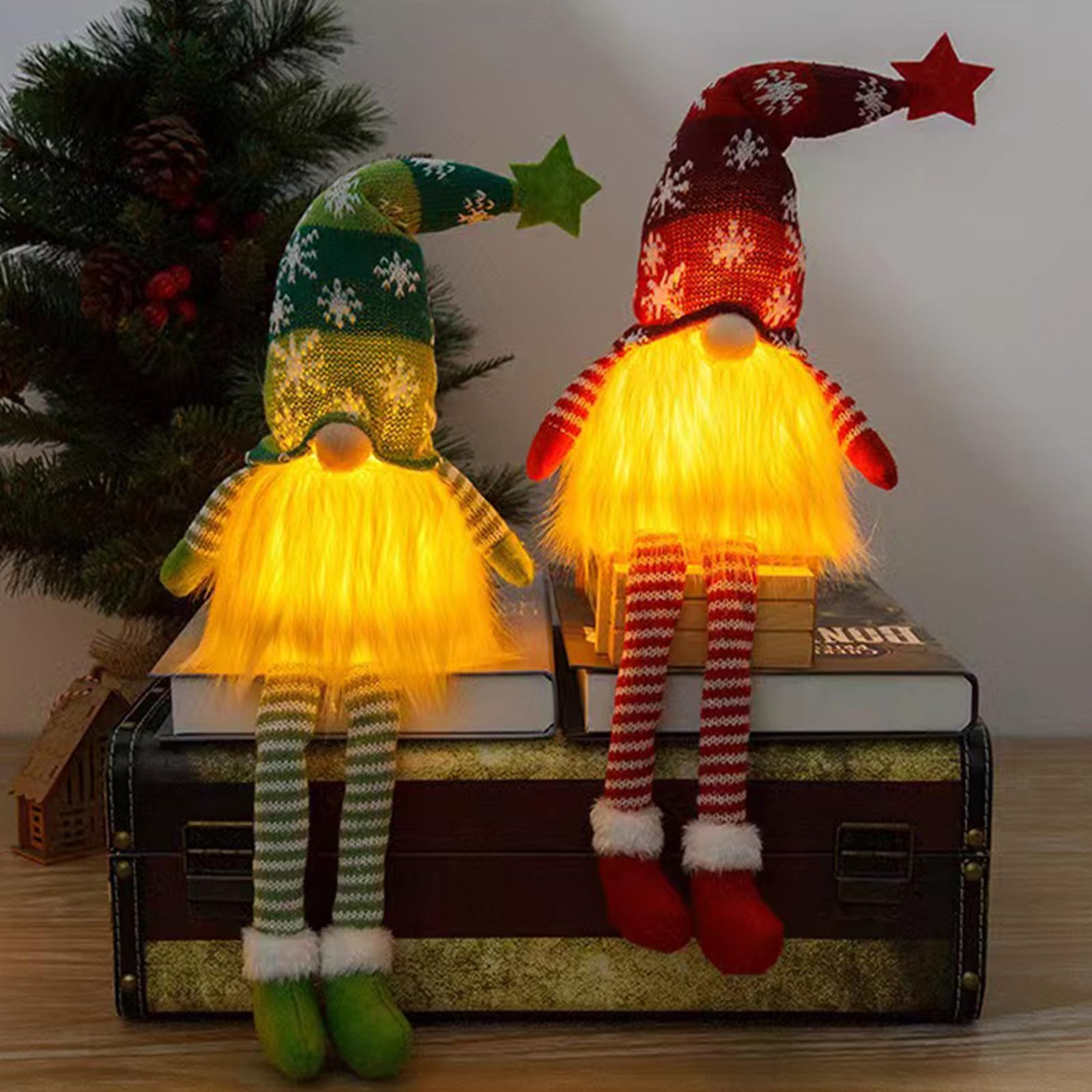 3er Set Beleuchtete Weihnachtswichtel - LED Weihnachtsdekoration, Handgefertigt, Verschiedene Designs
