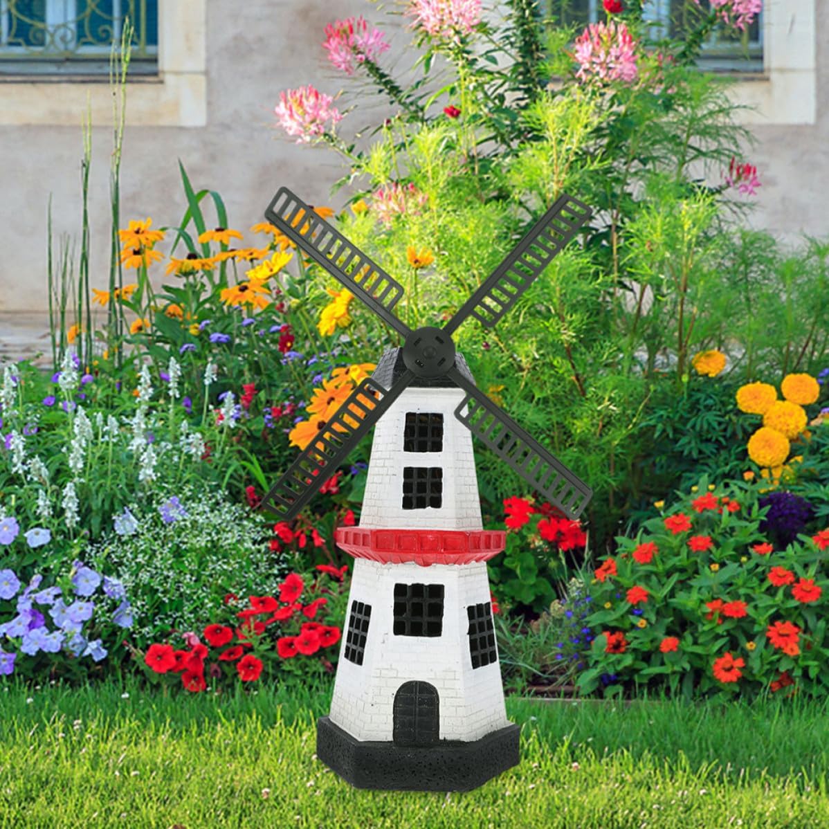 FRCOLOR 2 Sets Solar Garden Windmill Replacement Blades 360 Degree Rotation Waterproof Plastic Windmill Accessories for Yard Outdoor Decorative image 5