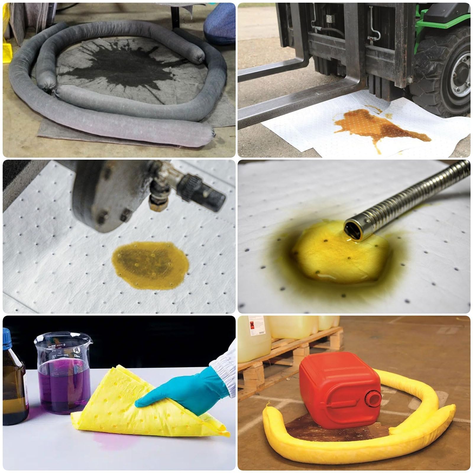 Kits De Déversement D'huile Et De Carburant De 60 L - Kit De Déversement D'huile - Toute Absorption D'huile, N'absorbe Pas l'eau. Complet avec Coussinets Et Chaussettes Absorbant l'huile