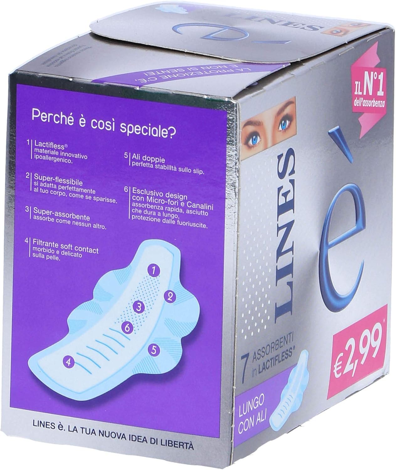 Lines è lungo con ali 12x 7 st. saugfähig in Lactifless lang mit Flügeln + italian Gourmet polpa 400g