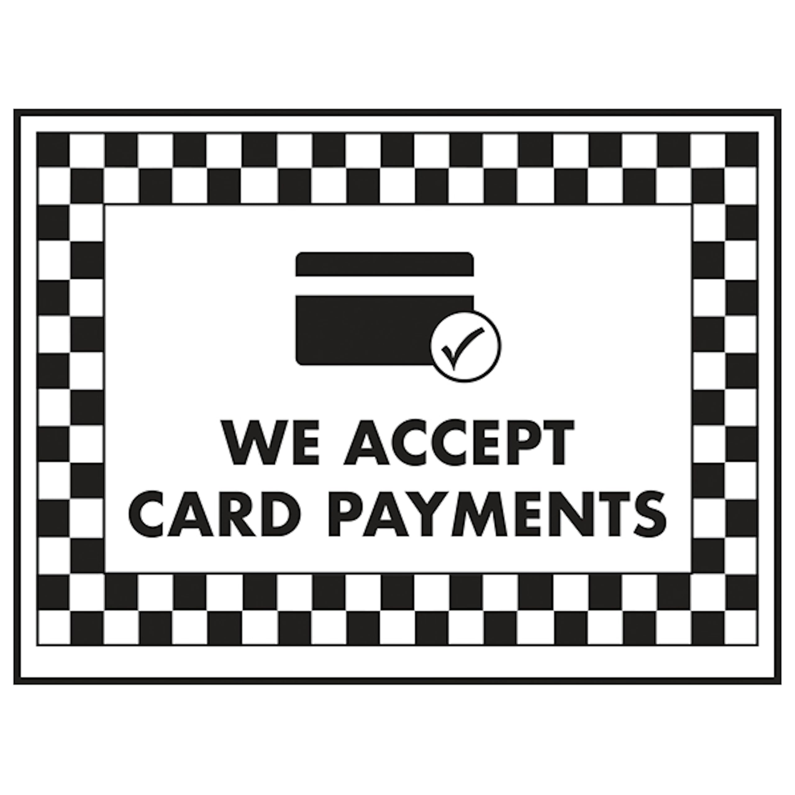 V Safety We Accept Card Payments/Card Symbol 200 x 150 mm - 2mm Rigid Plastic Safety Sign