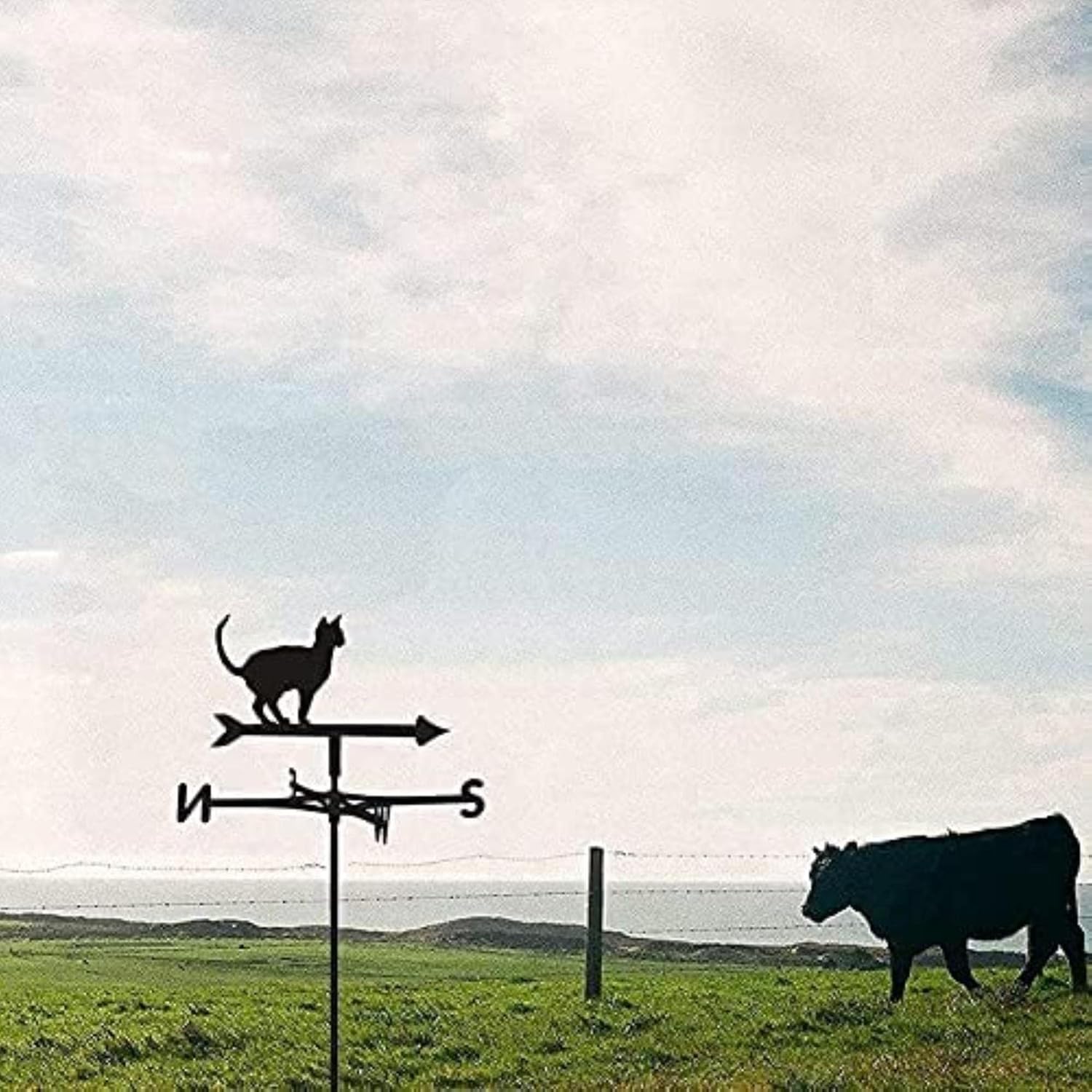 Weather Vane Decorative Wind Vane for Garden, Metal Weathervane Outdoor Farm Wind Vane Roof Wind Direction Indicator Professionnel Measuring Tools for Garden Patio Yard Decoration Ornament-Cat 2