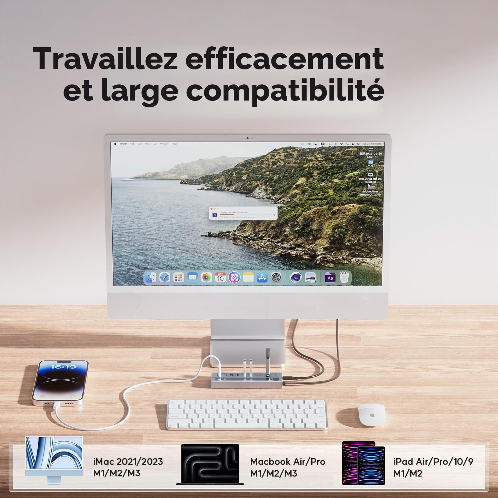 Hub USB-C alimenté, hub USB avec Charge Rapide 10 Gbit/s et PD 45 W Max | PULWTOP Hub USB C alimenté avec Adaptateur 72 W, hub USB C 3.2 avec données USB A/C (10 Gbit/s) et Ports de Charge (Max 45 W)